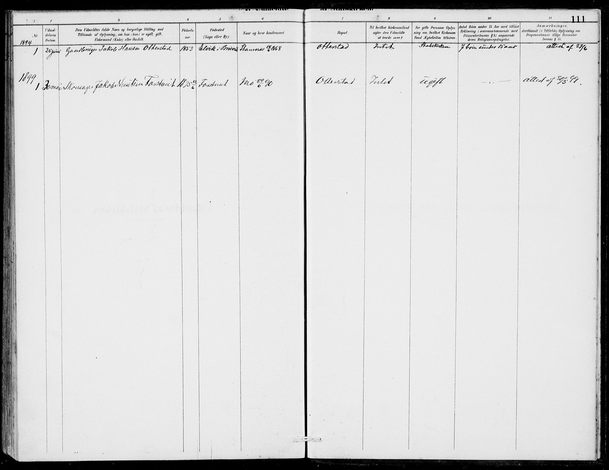 Hosanger sokneprestembete, SAB/A-75801/H/Haa: Parish register (official) no. C  1, 1880-1900, p. 111