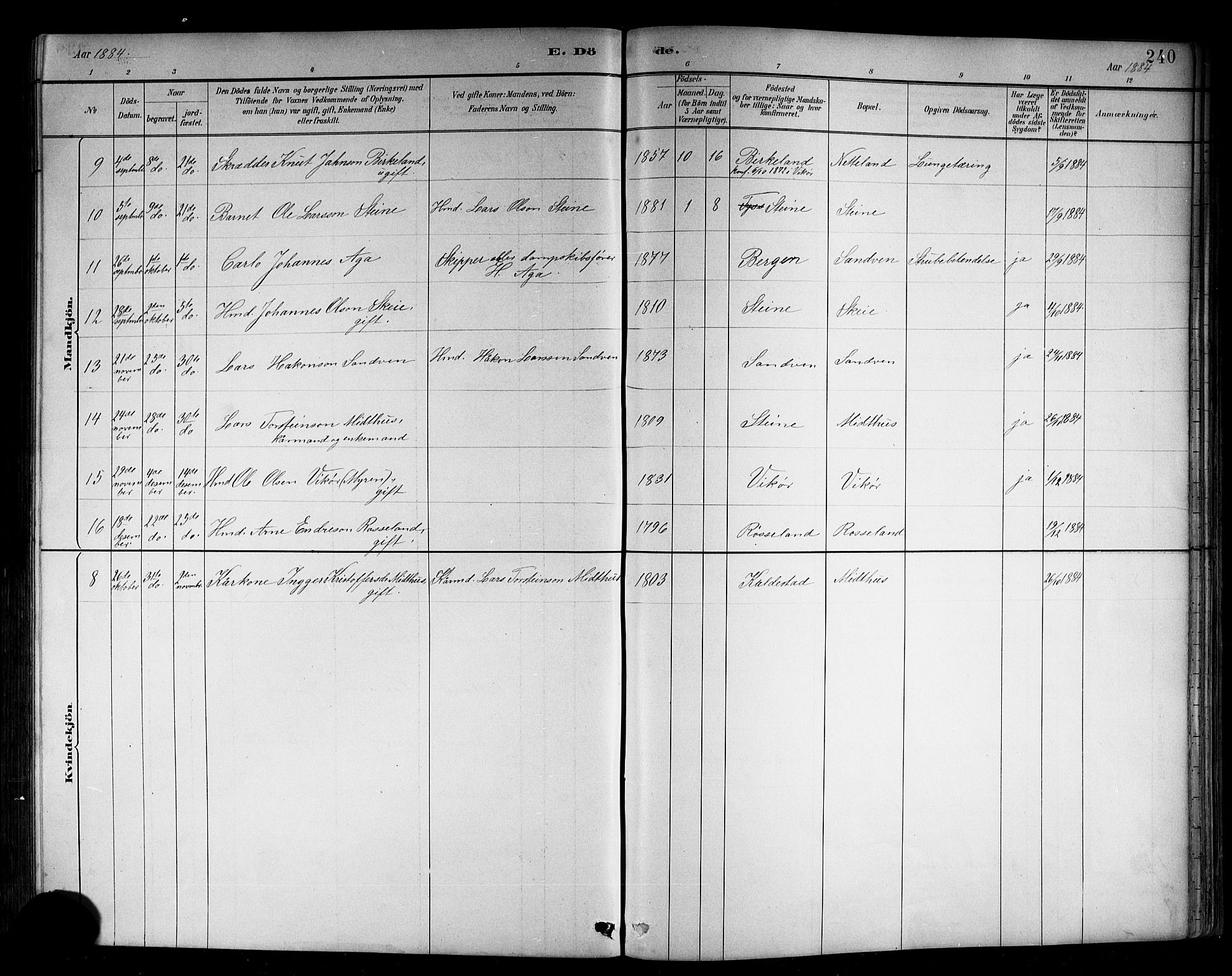 Kvam sokneprestembete, SAB/A-76201/H/Hab: Parish register (copy) no. B 3, 1884-1916, p. 240
