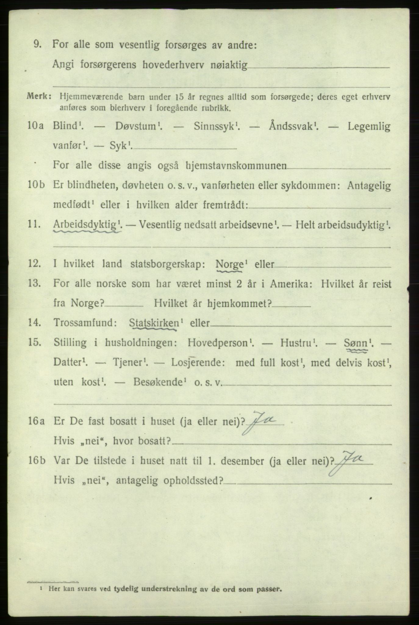 SAB, 1920 census for Ølen, 1920, p. 3400