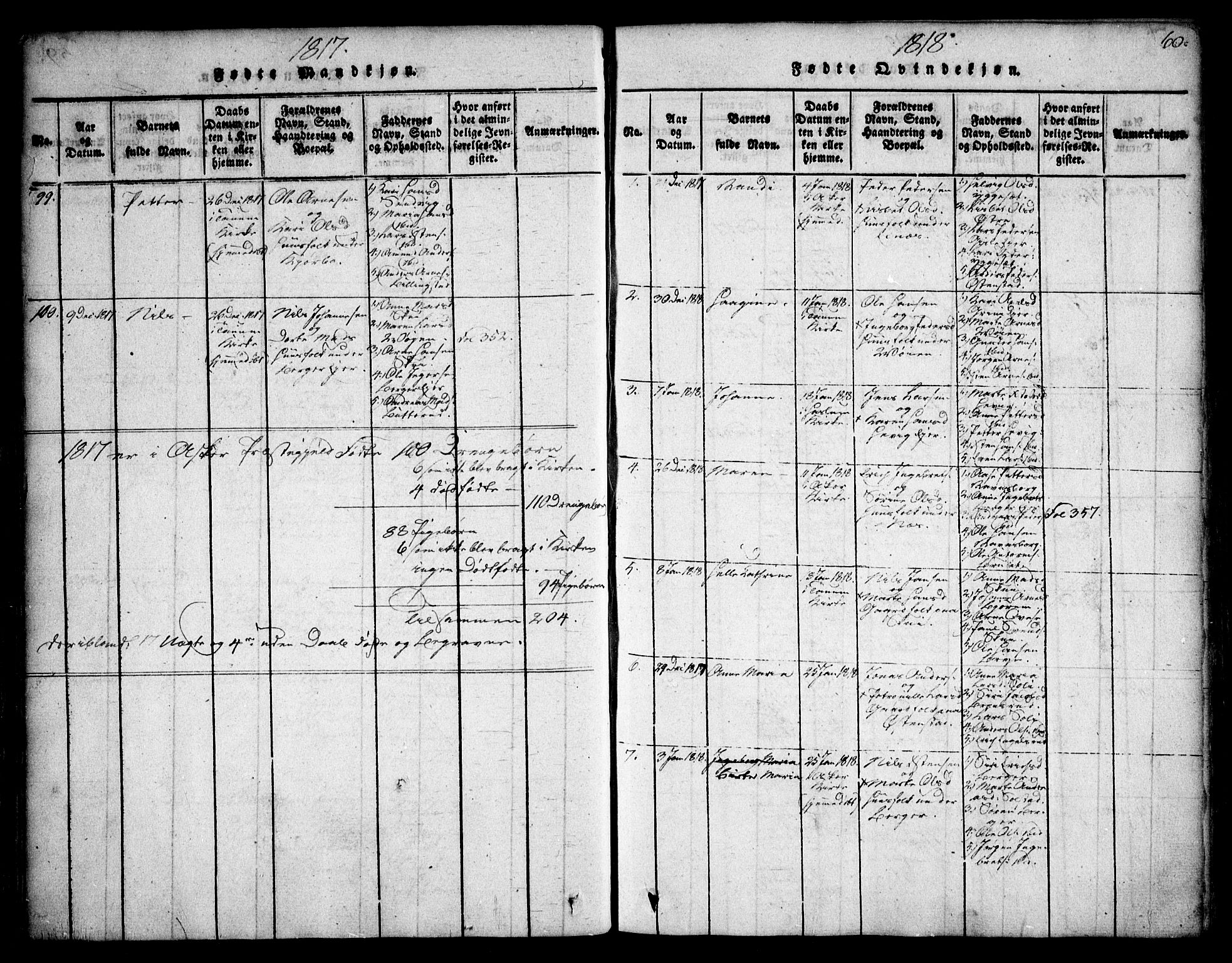Asker prestekontor Kirkebøker, SAO/A-10256a/F/Fa/L0006: Parish register (official) no. I 6, 1814-1824, p. 60