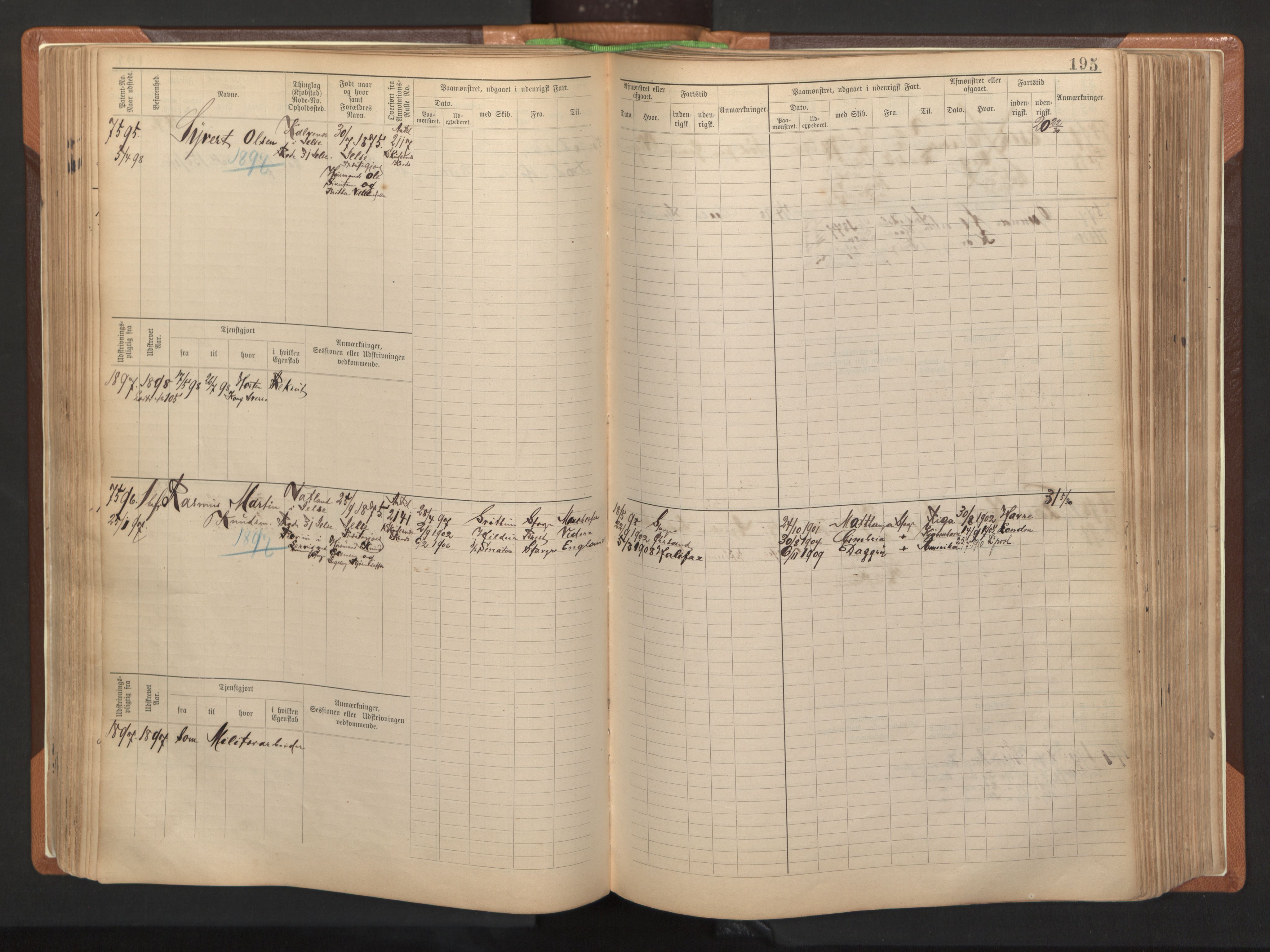 Stavanger sjømannskontor, AV/SAST-A-102006/F/Fb/Fbb/L0012: Sjøfartshovedrulle, patentnr. 7207-8158, 1894-1904, p. 198