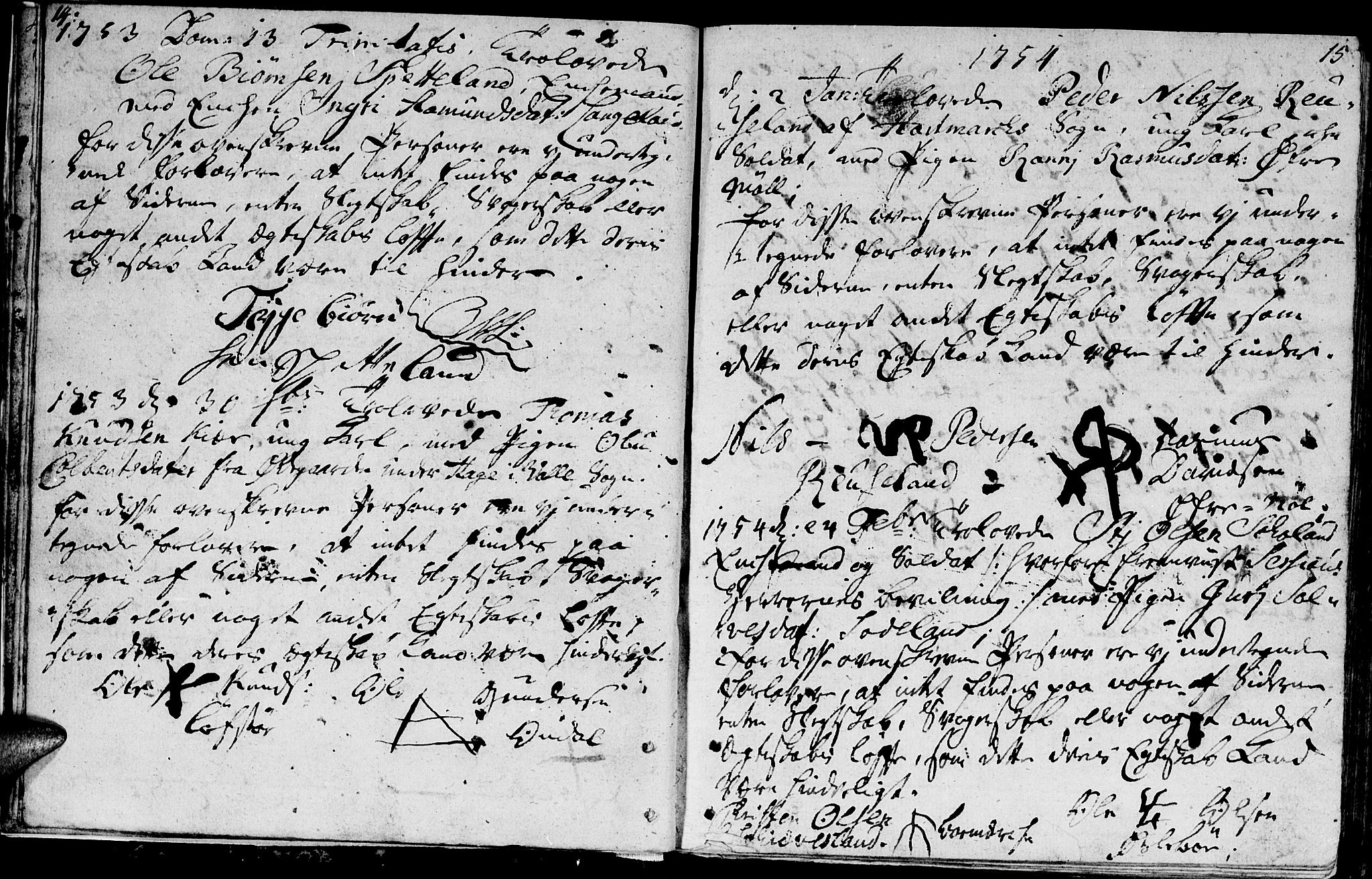 Holum sokneprestkontor, SAK/1111-0022/F/Fa/Faa/L0001: Parish register (official) no. A 1, 1750-1802, p. 14-15