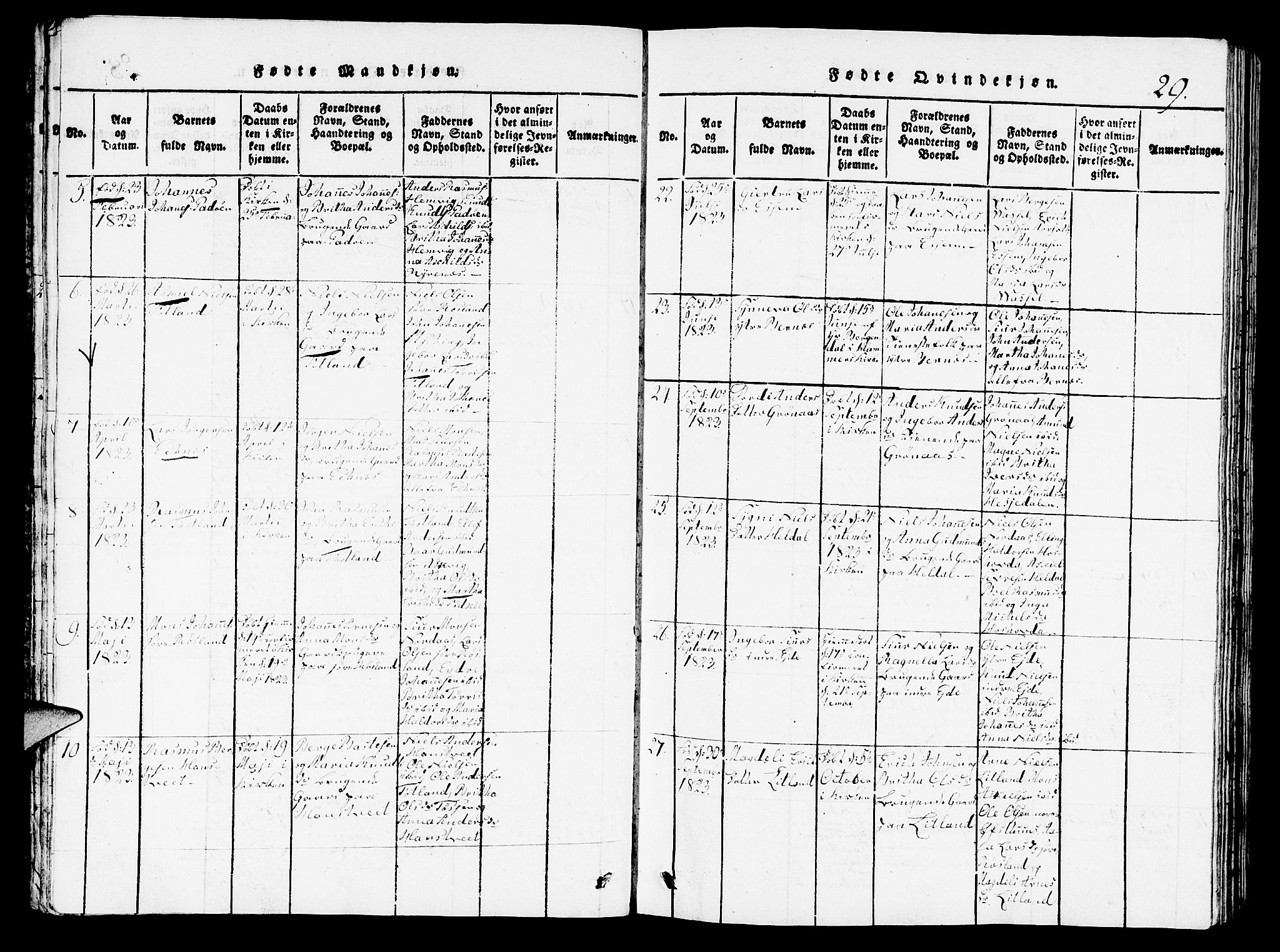 Hosanger sokneprestembete, AV/SAB-A-75801/H/Hab: Parish register (copy) no. A 1 /1, 1816-1856, p. 29