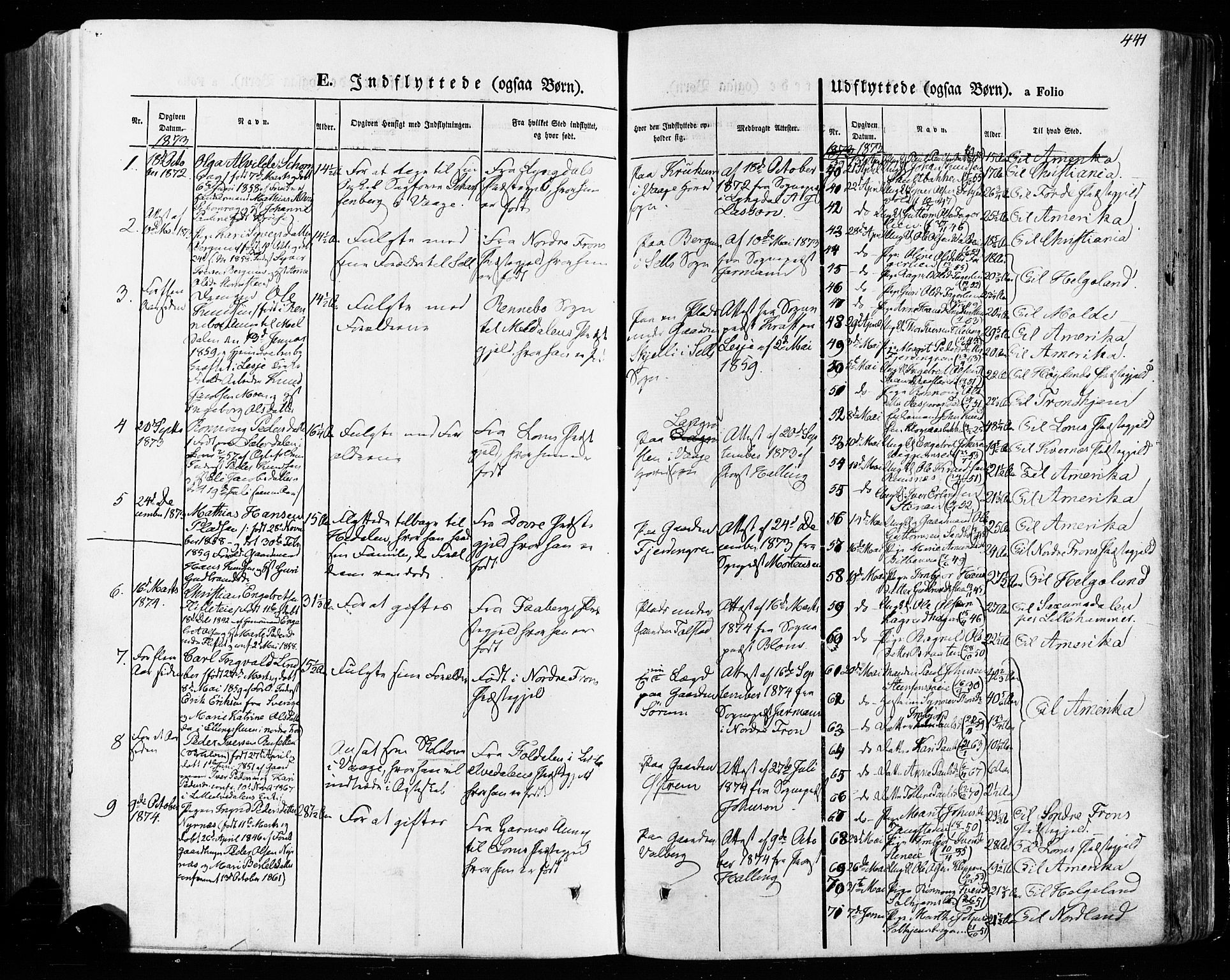 Vågå prestekontor, SAH/PREST-076/H/Ha/Haa/L0007: Parish register (official) no. 7 /1, 1872-1886, p. 441