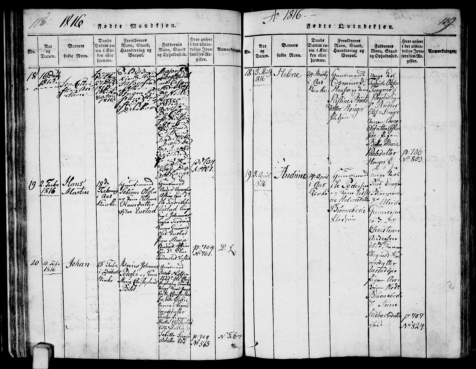 Ås prestekontor Kirkebøker, AV/SAO-A-10894/F/Fa/L0003: Parish register (official) no. I 3, 1814-1818, p. 118-119