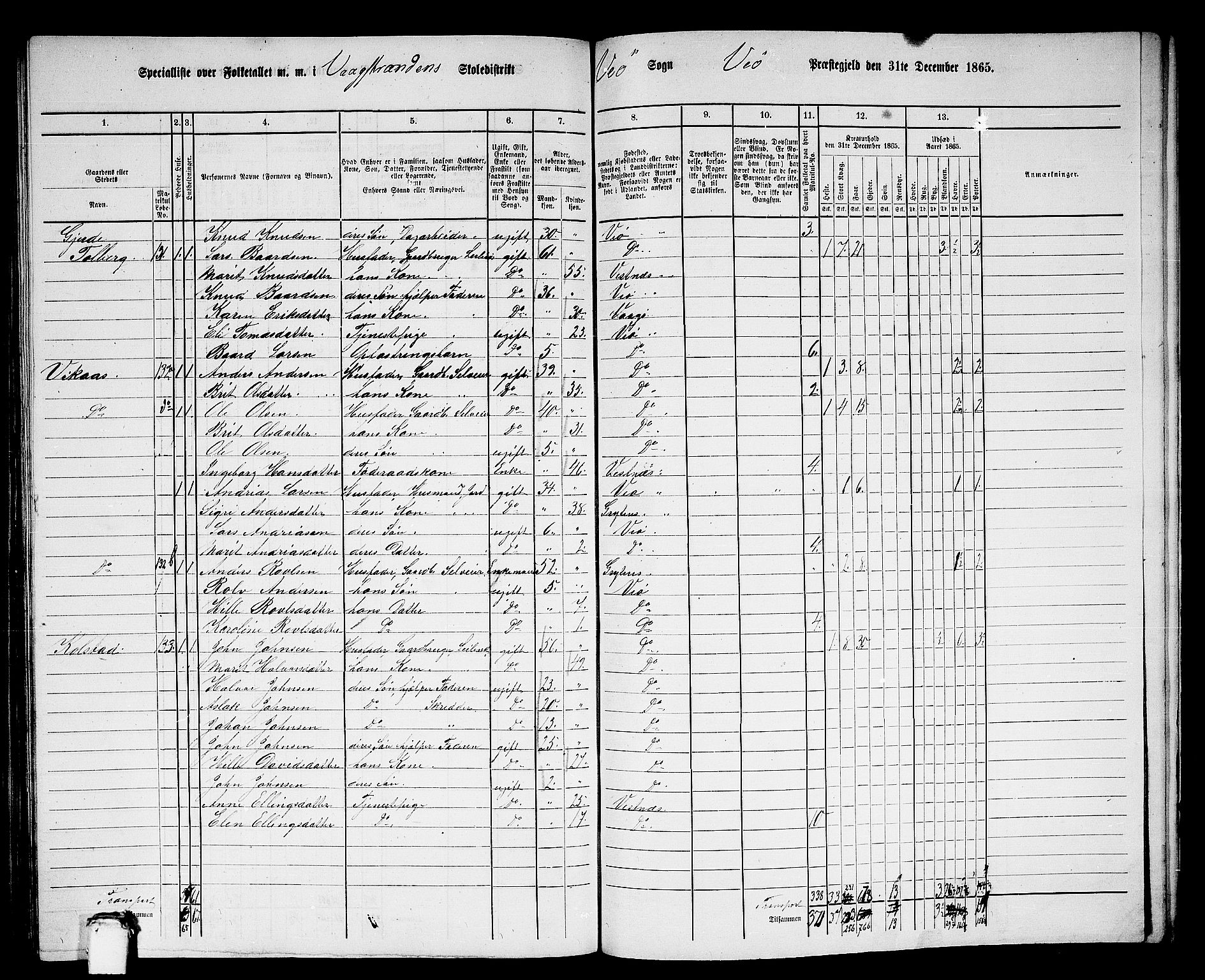 RA, 1865 census for Veøy, 1865, p. 80