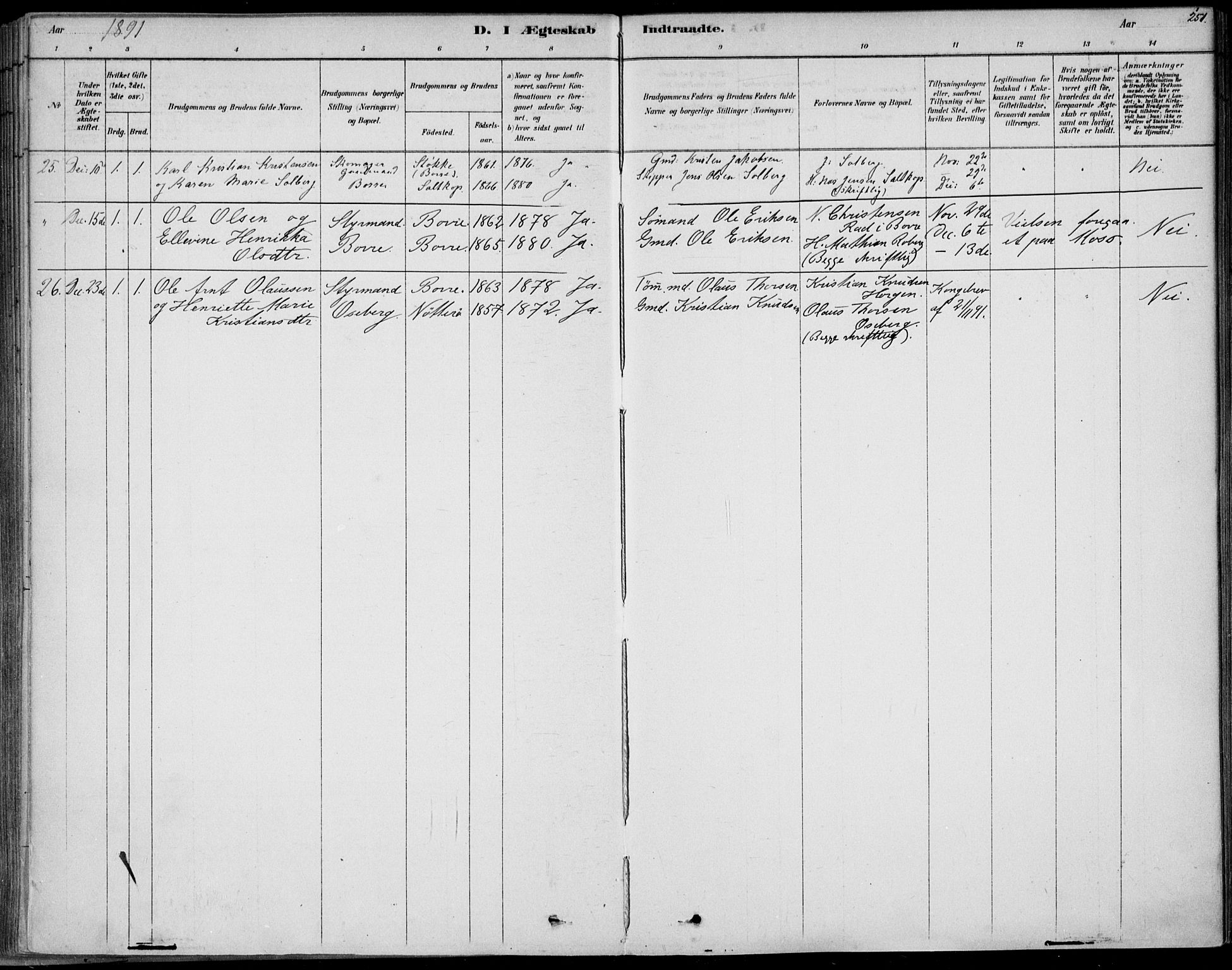 Sem kirkebøker, AV/SAKO-A-5/F/Fb/L0004: Parish register (official) no. II 4, 1878-1891, p. 251