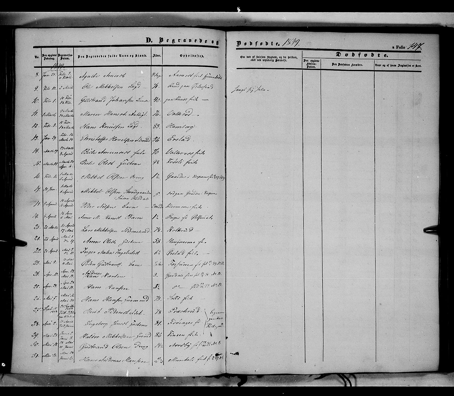 Land prestekontor, SAH/PREST-120/H/Ha/Haa/L0010: Parish register (official) no. 10, 1847-1859, p. 147