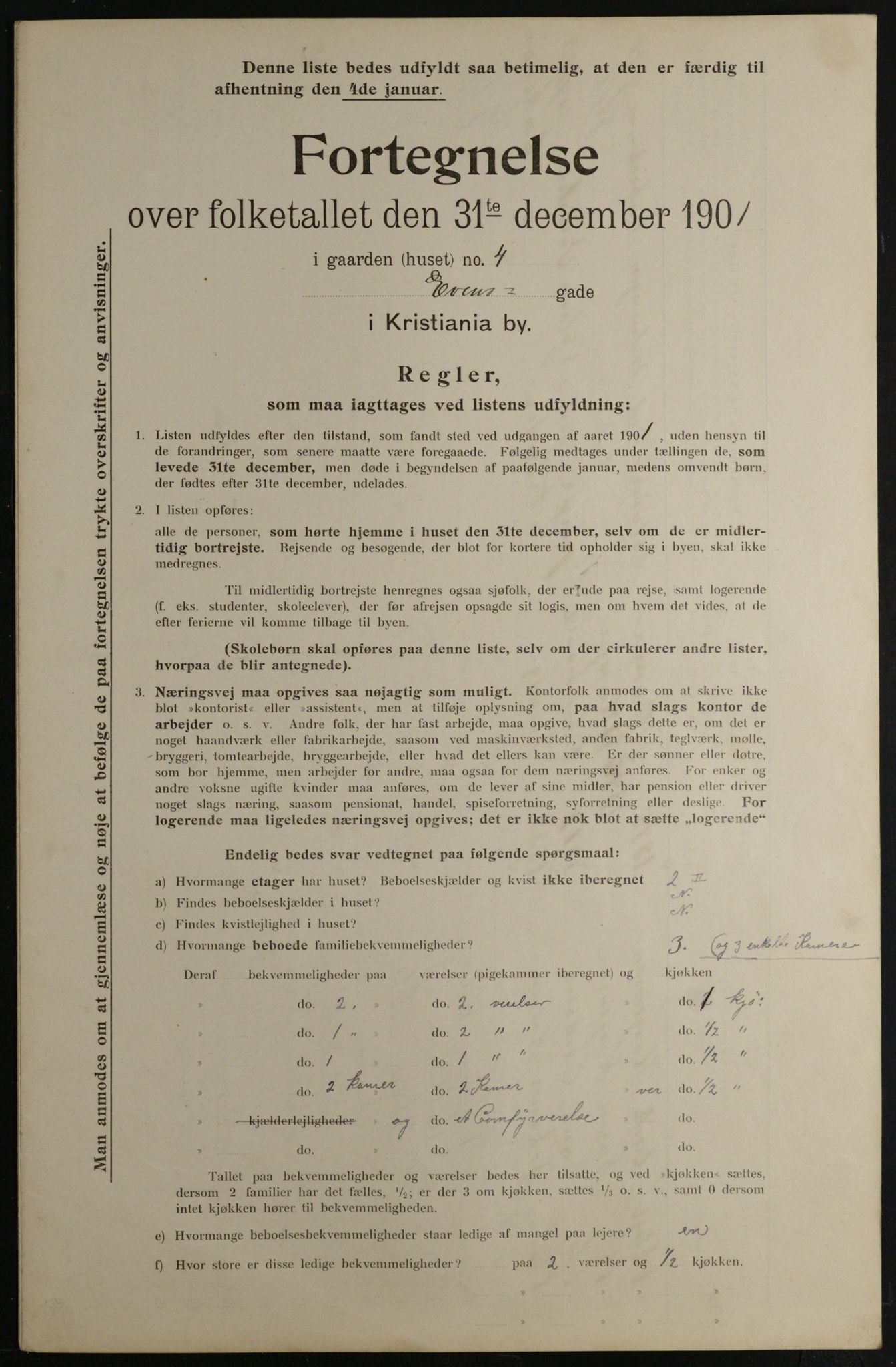 OBA, Municipal Census 1901 for Kristiania, 1901, p. 3701