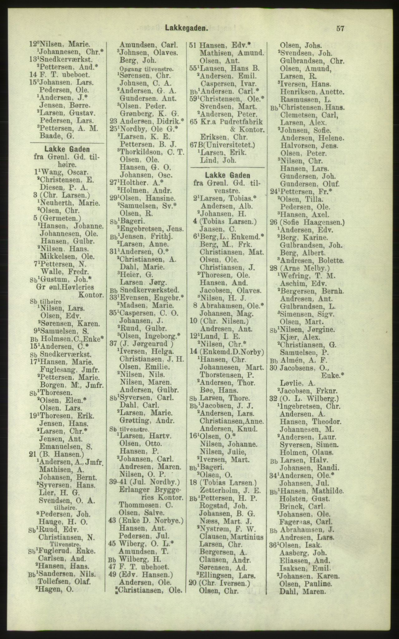 Kristiania/Oslo adressebok, PUBL/-, 1884, p. 57