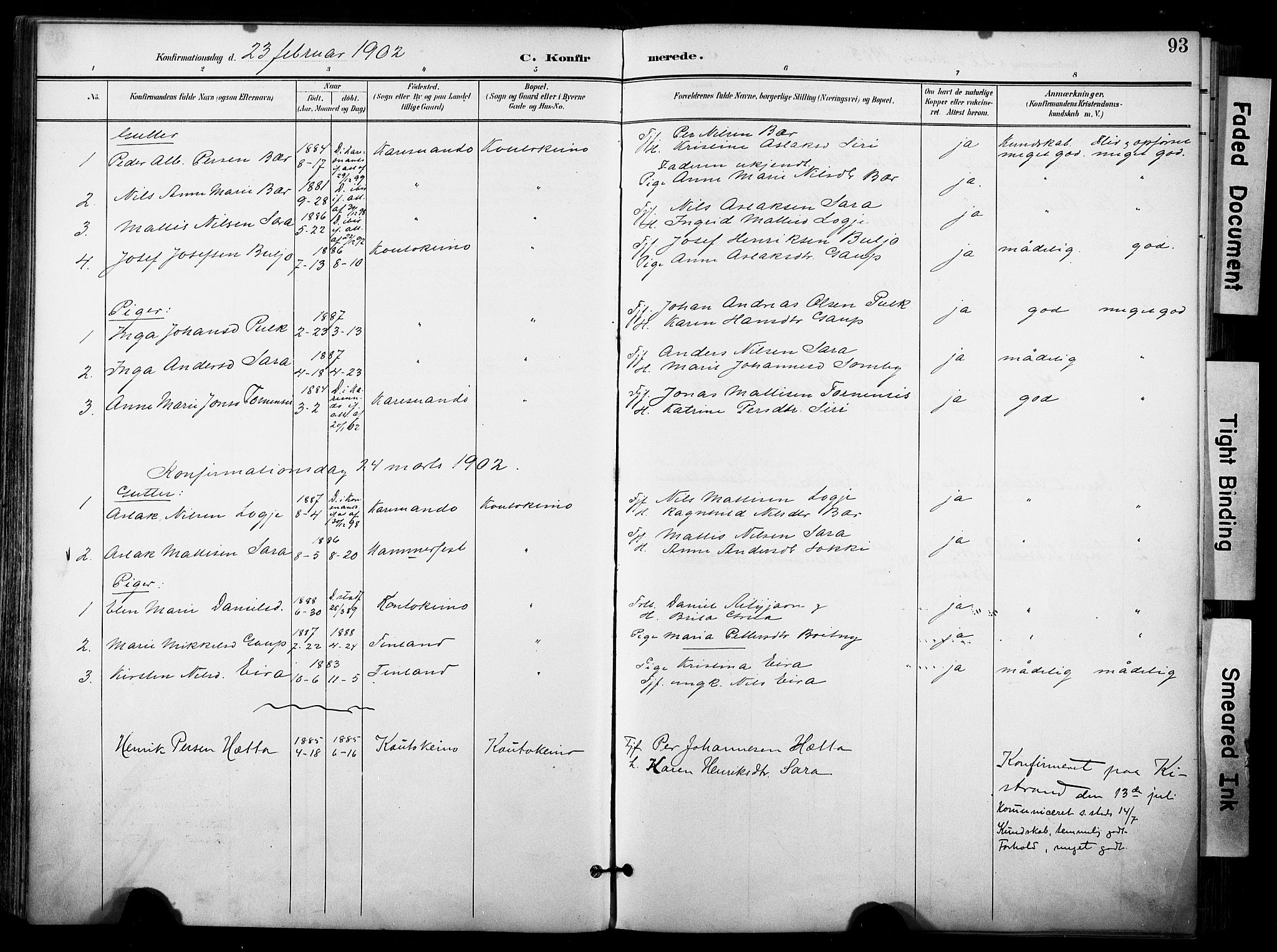 Kautokeino sokneprestembete, SATØ/S-1340/H/Ha/L0005.kirke: Parish register (official) no. 5, 1896-1916, p. 93