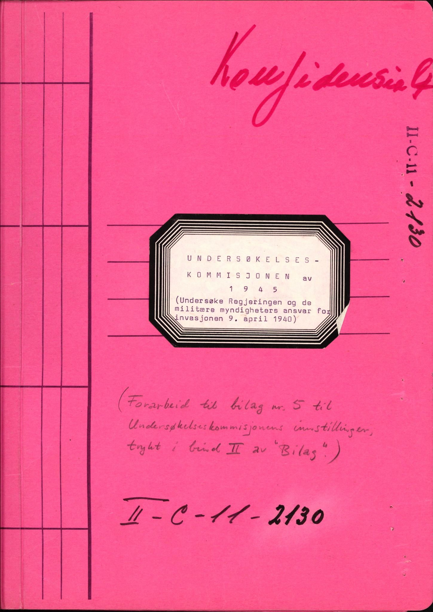 Forsvaret, Forsvarets krigshistoriske avdeling, AV/RA-RAFA-2017/Y/Yf/L0210: II.C.11.2130-2136 - Den norske regjering i London., 1940-1959, p. 1