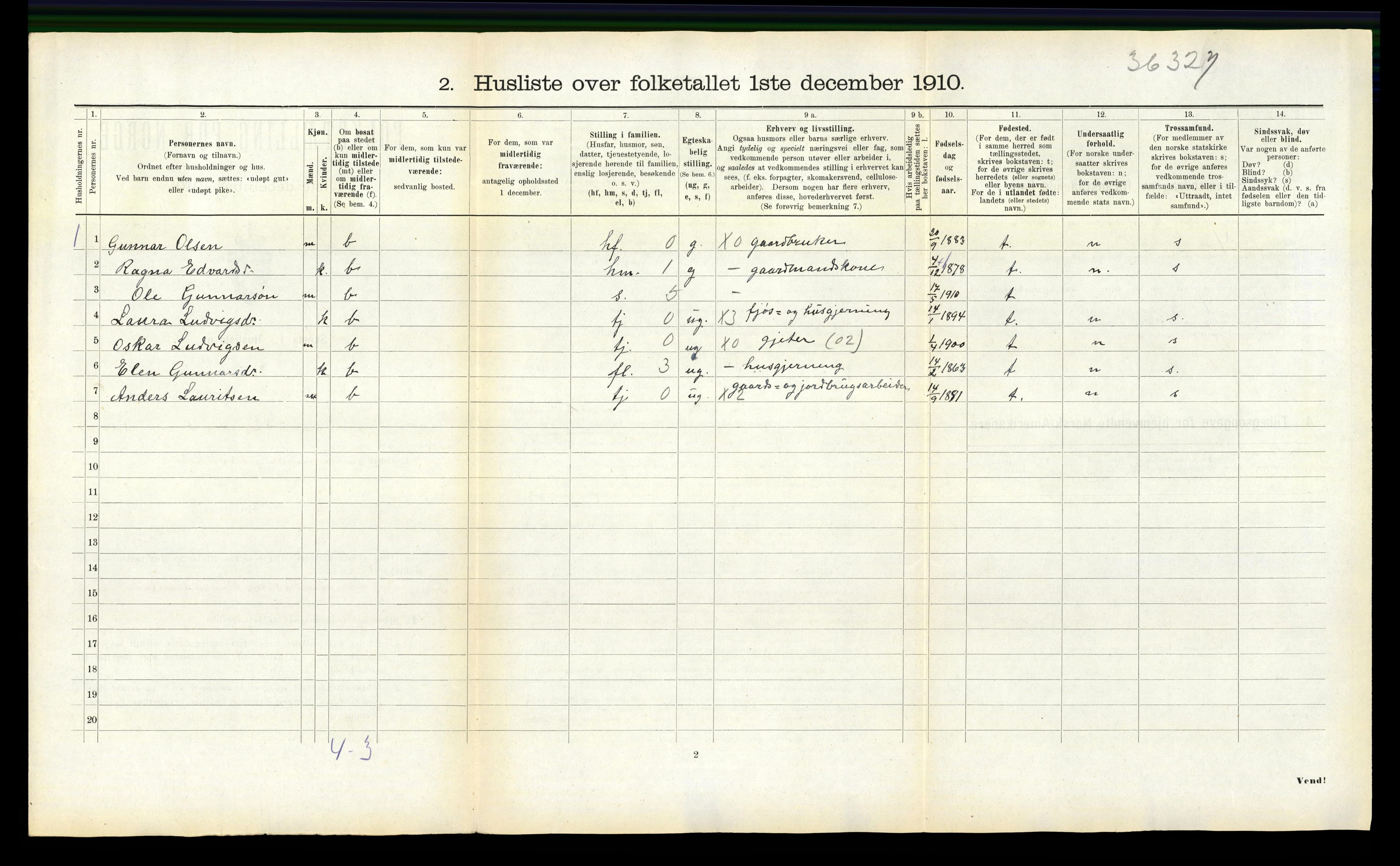 RA, 1910 census for Sparbu, 1910, p. 843