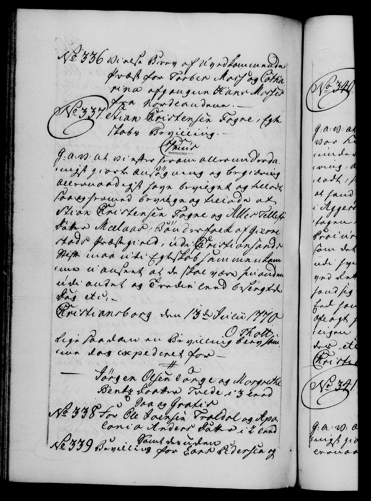 Danske Kanselli 1572-1799, AV/RA-EA-3023/F/Fc/Fca/Fcaa/L0044: Norske registre, 1769-1771, p. 490b