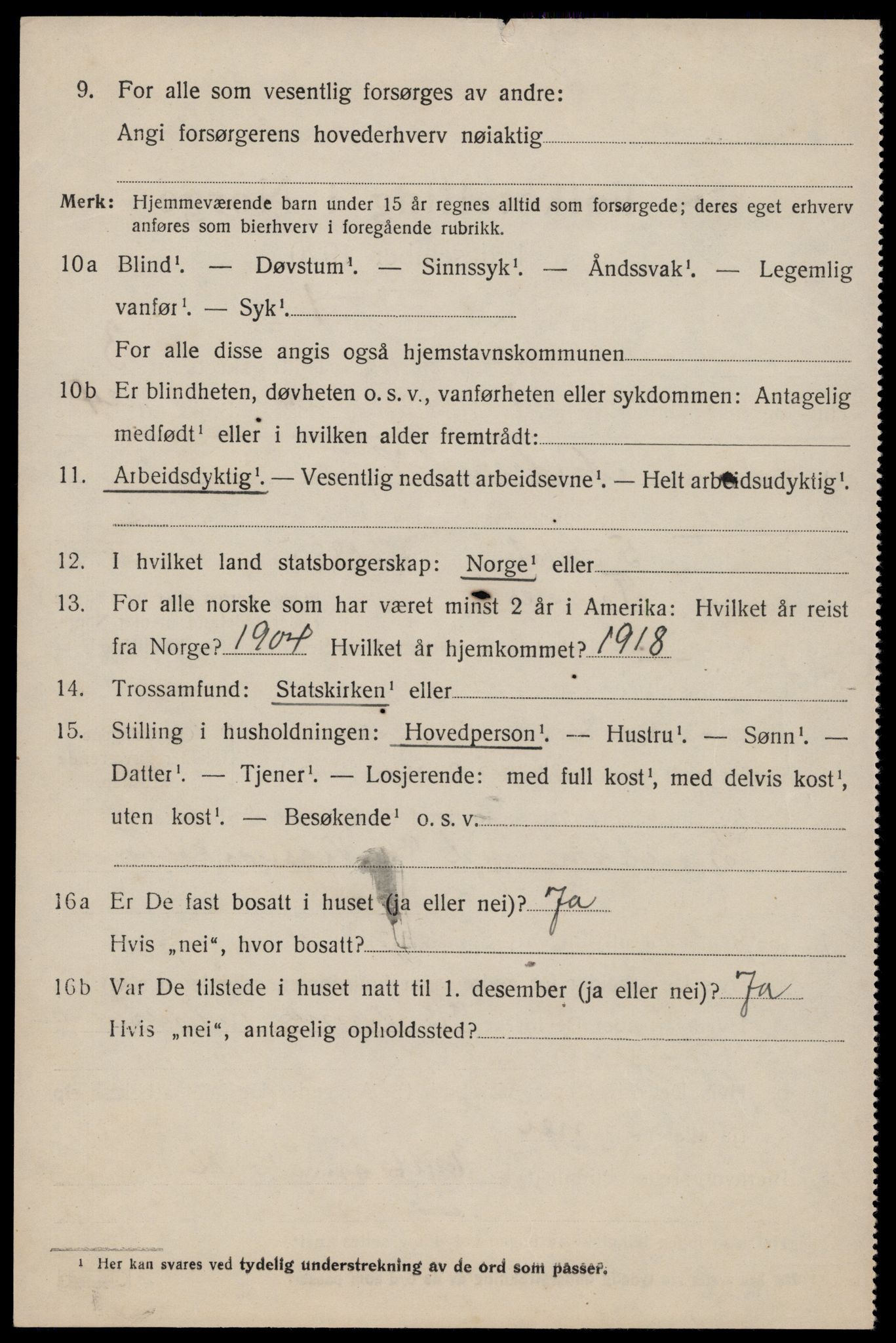 SAST, 1920 census for Avaldsnes, 1920, p. 2848