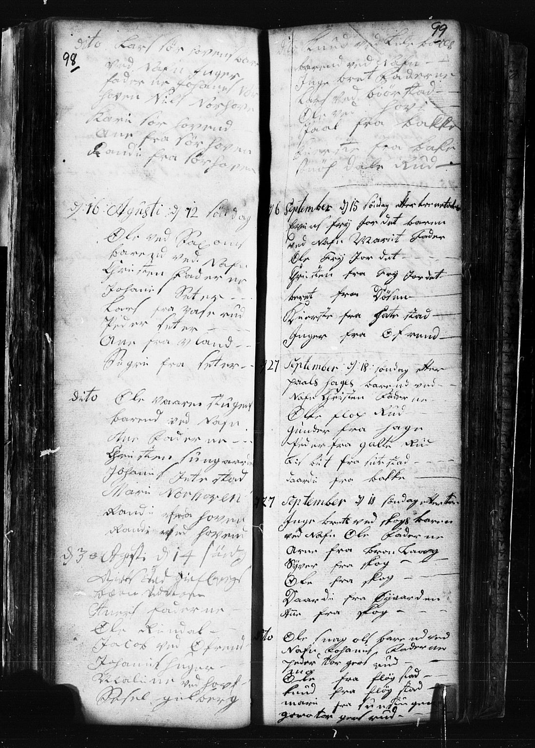 Fåberg prestekontor, AV/SAH-PREST-086/H/Ha/Hab/L0001: Parish register (copy) no. 1, 1727-1767, p. 98-99