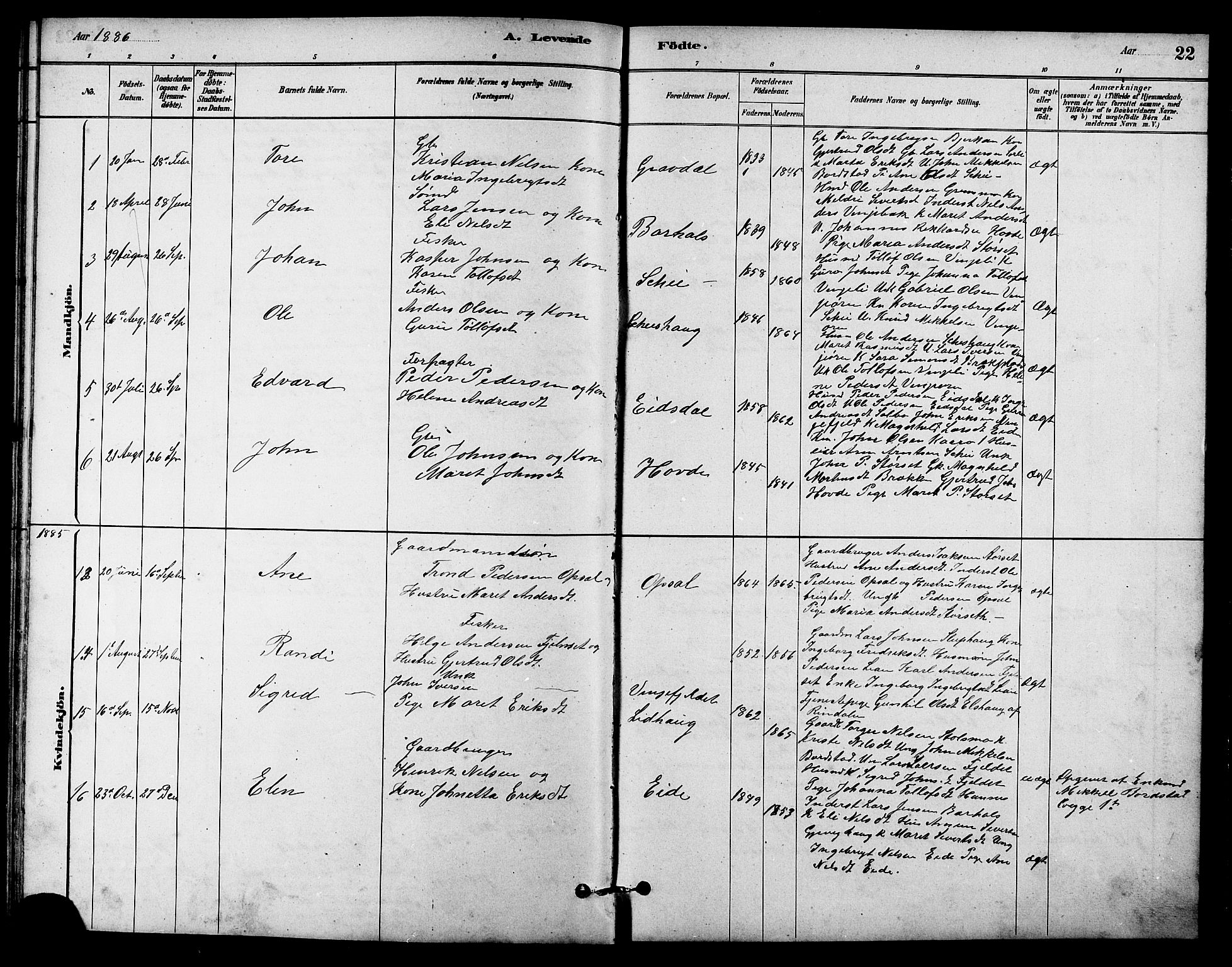 Ministerialprotokoller, klokkerbøker og fødselsregistre - Sør-Trøndelag, AV/SAT-A-1456/631/L0514: Parish register (copy) no. 631C02, 1879-1912, p. 22