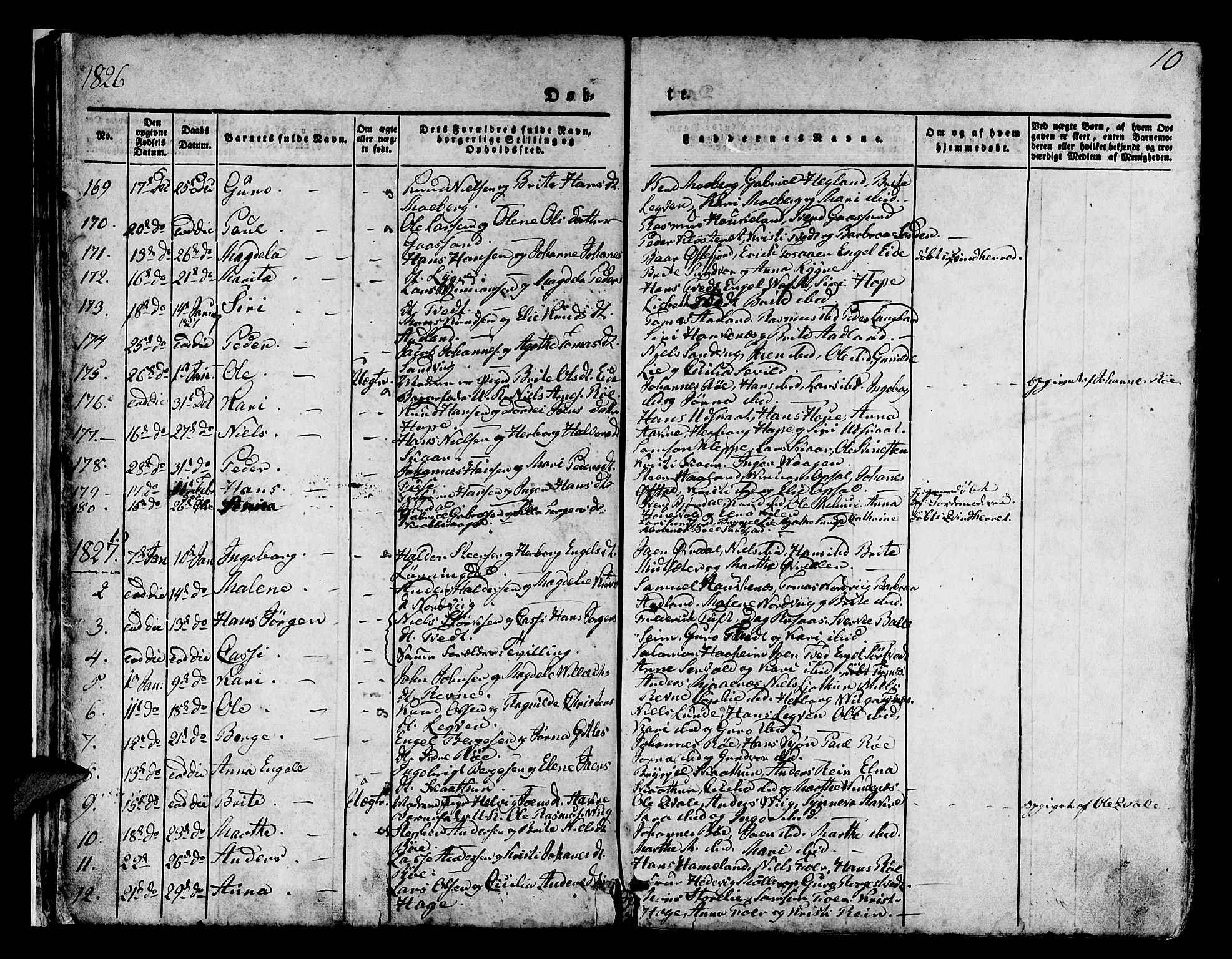 Os sokneprestembete, SAB/A-99929: Parish register (official) no. A 14, 1826-1839, p. 10