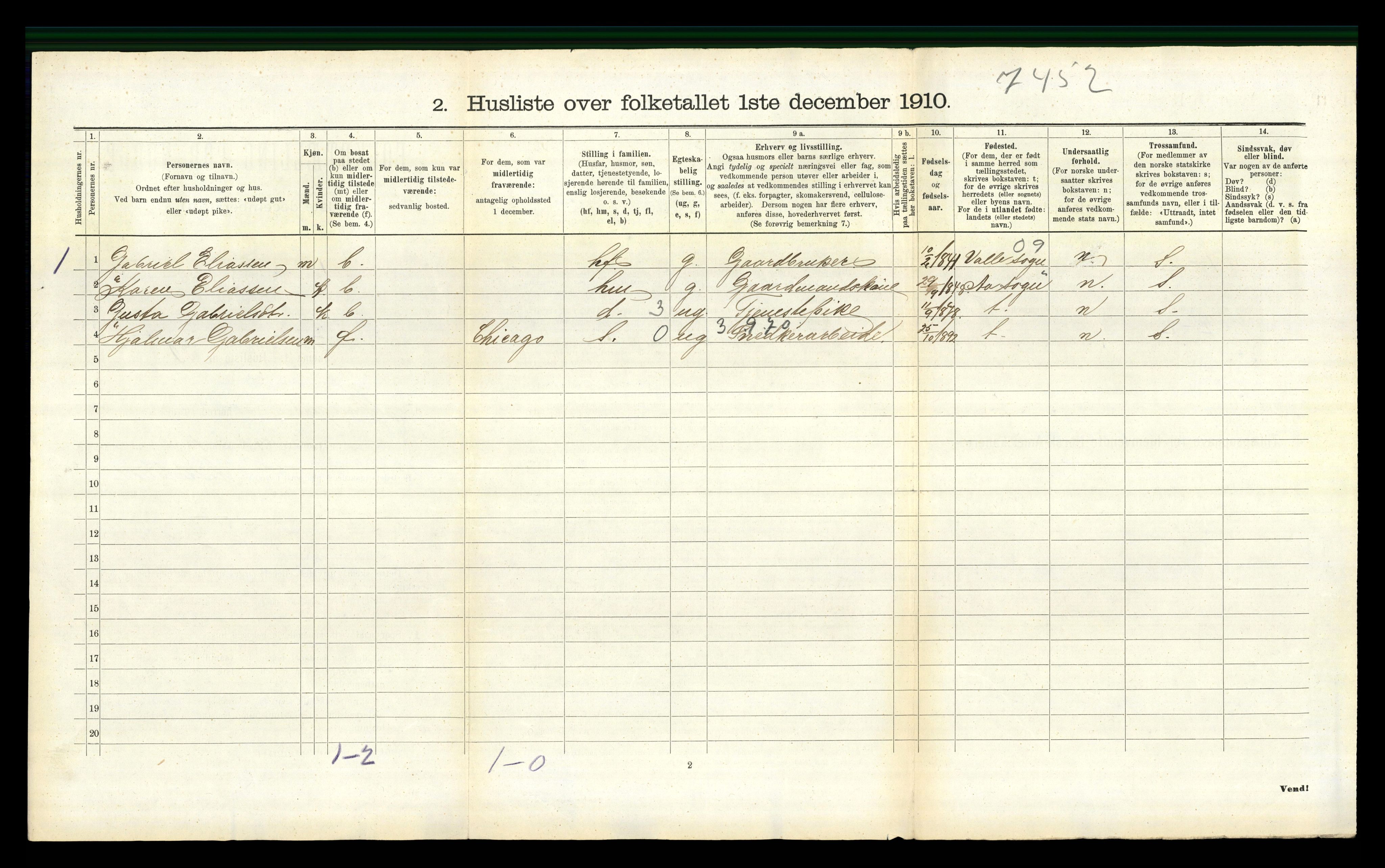 RA, 1910 census for Spangereid, 1910, p. 702