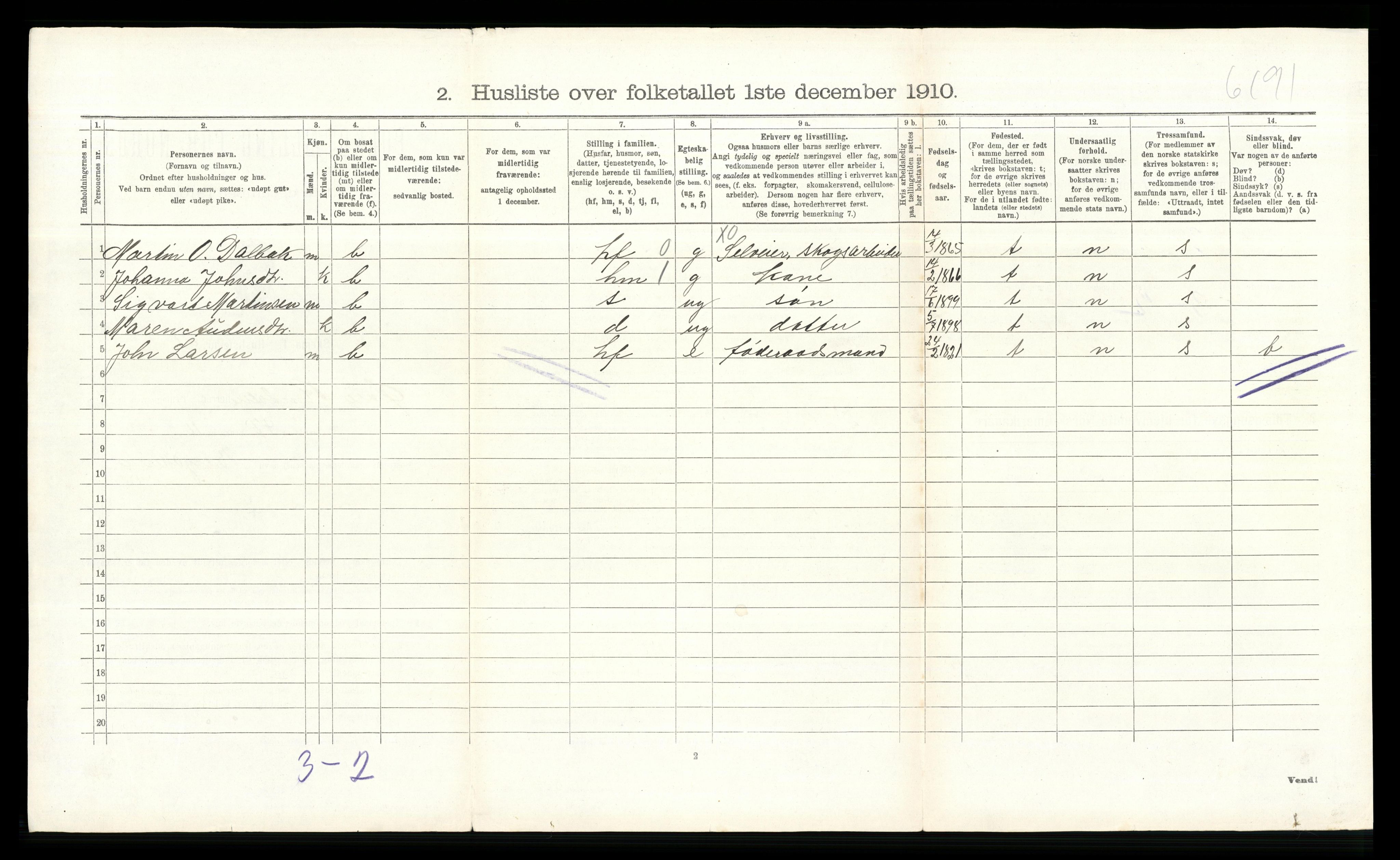 RA, 1910 census for Øvre Rendal, 1910, p. 535