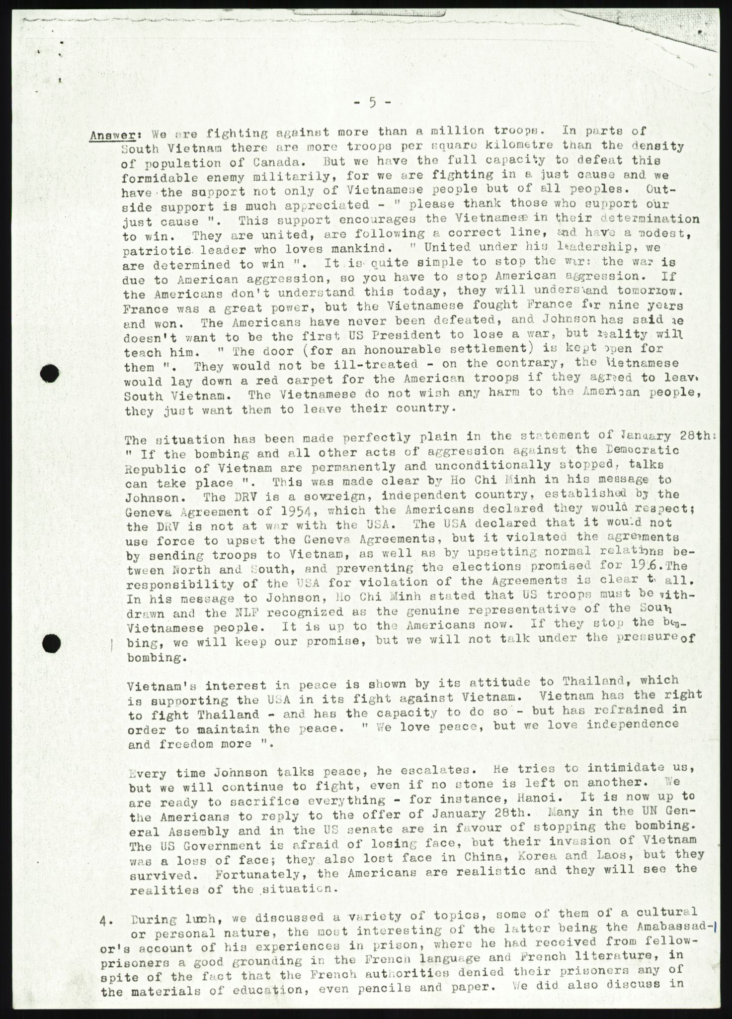Utenriksdepartementet, hovedarkiv, AV/RA-S-6794/D/Da/Daa/L0969/0001: Verdenspolitikk. Fremmede staters politikk. Generelt / Sør-Vietnam: Nobelpristakeres fredsaksjoner (2 mapper), 1967-1969, p. 82