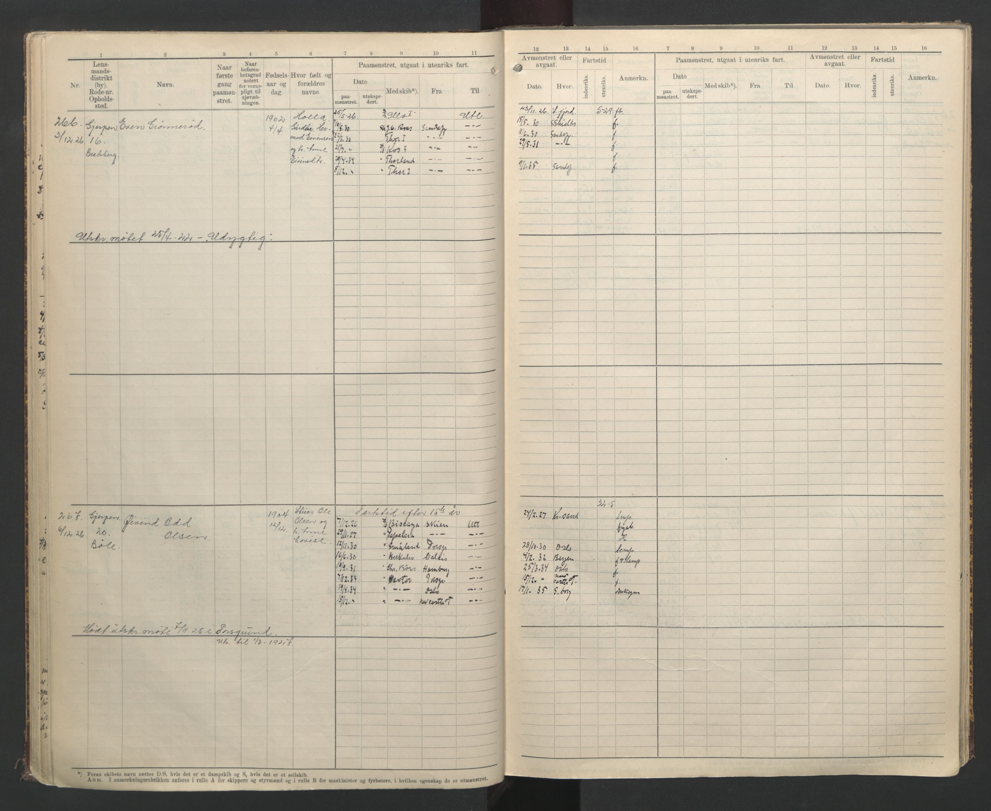 Skien innrulleringskontor, AV/SAKO-A-832/F/Fa/L0003: B-rulle, 1919-1935, p. 26