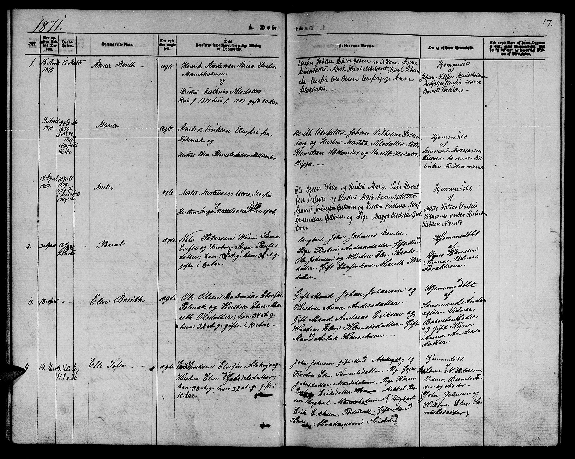 Nesseby sokneprestkontor, SATØ/S-1330/H/Hb/L0006klokker: Parish register (copy) no. 6, 1860-1876, p. 17