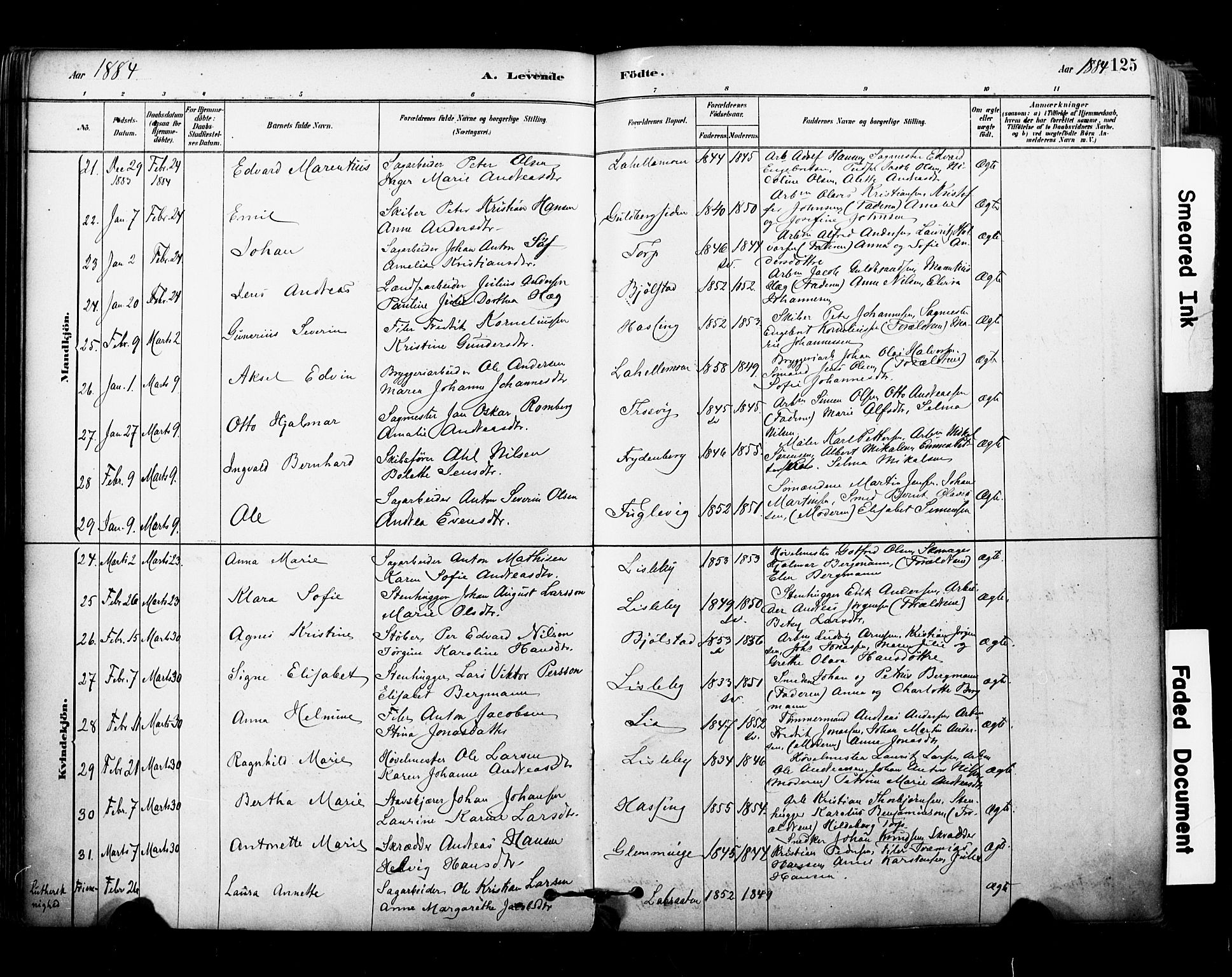 Glemmen prestekontor Kirkebøker, SAO/A-10908/F/Fa/L0011: Parish register (official) no. 11, 1878-1917, p. 125