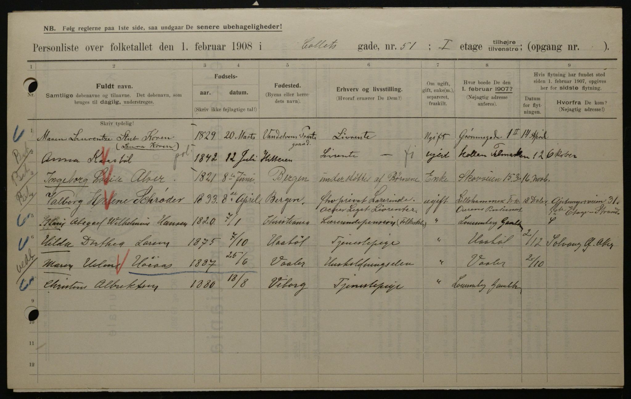 OBA, Municipal Census 1908 for Kristiania, 1908, p. 12407