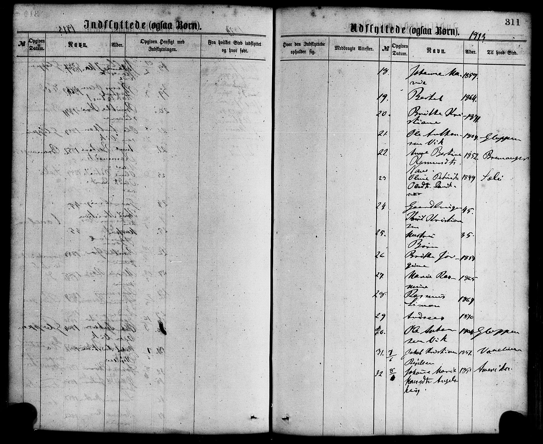 Davik sokneprestembete, AV/SAB-A-79701/H/Haa/Haaa/L0006: Parish register (official) no. A 6, 1867-1881, p. 311