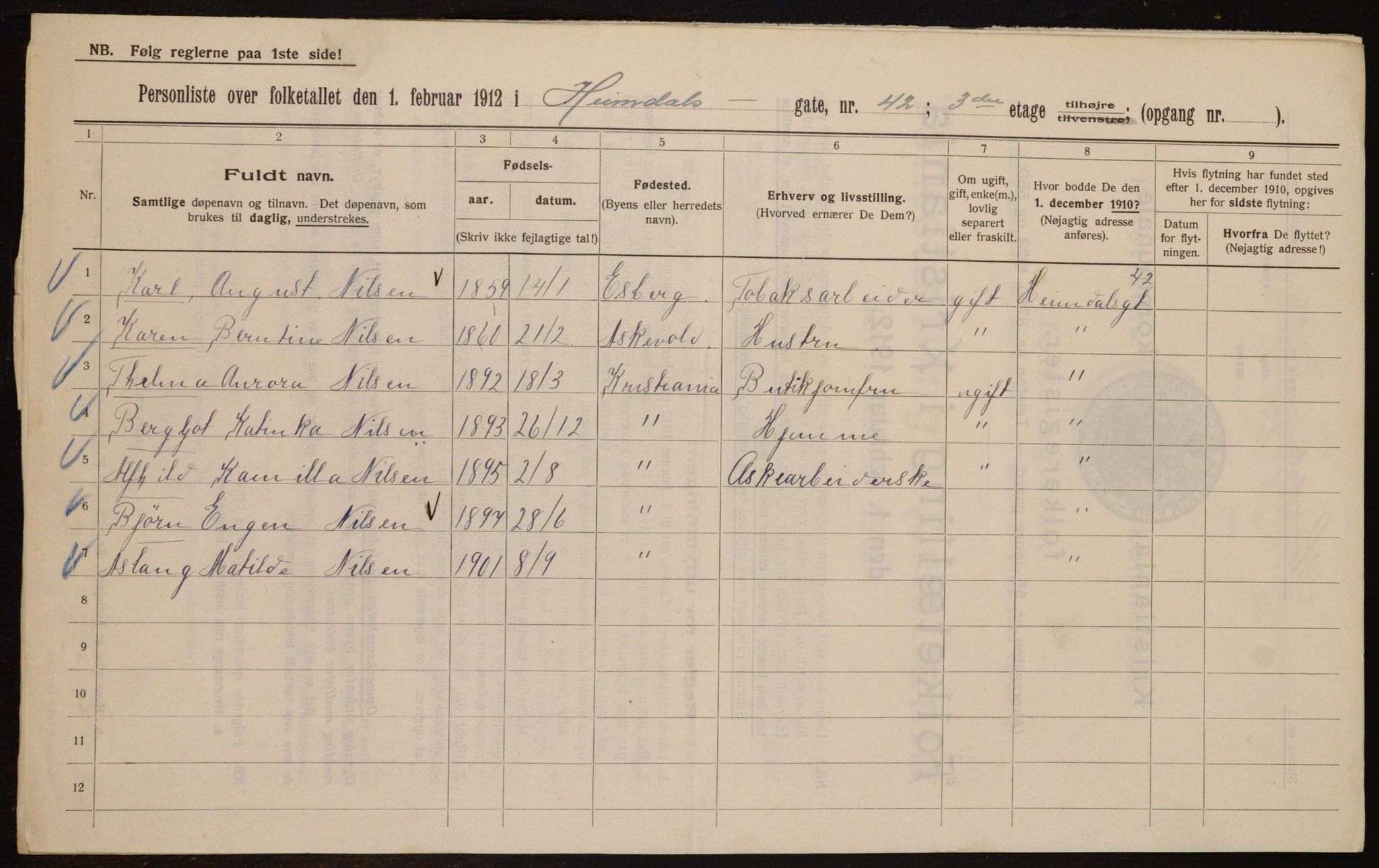 OBA, Municipal Census 1912 for Kristiania, 1912, p. 37808