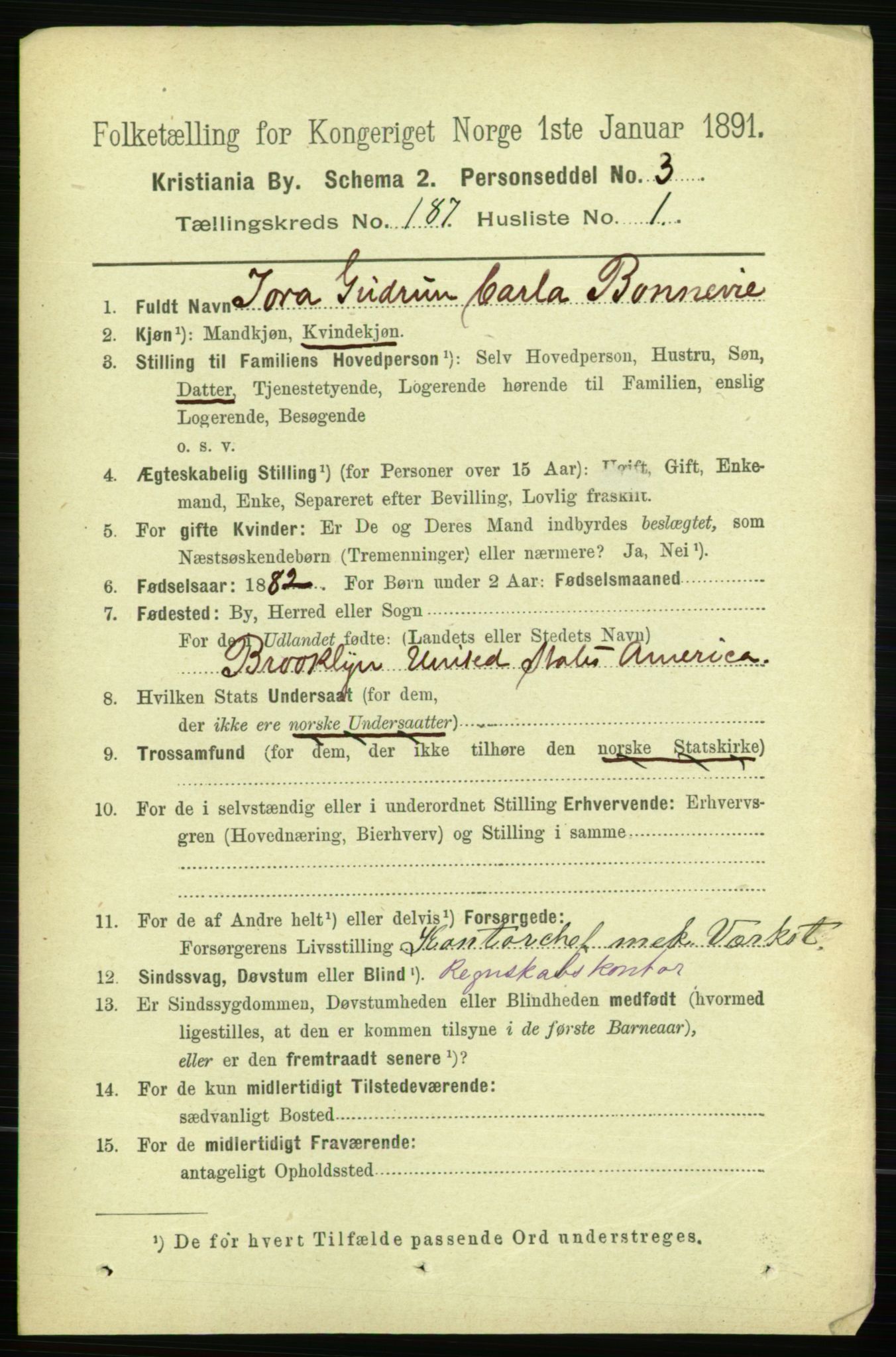 RA, 1891 census for 0301 Kristiania, 1891, p. 111985