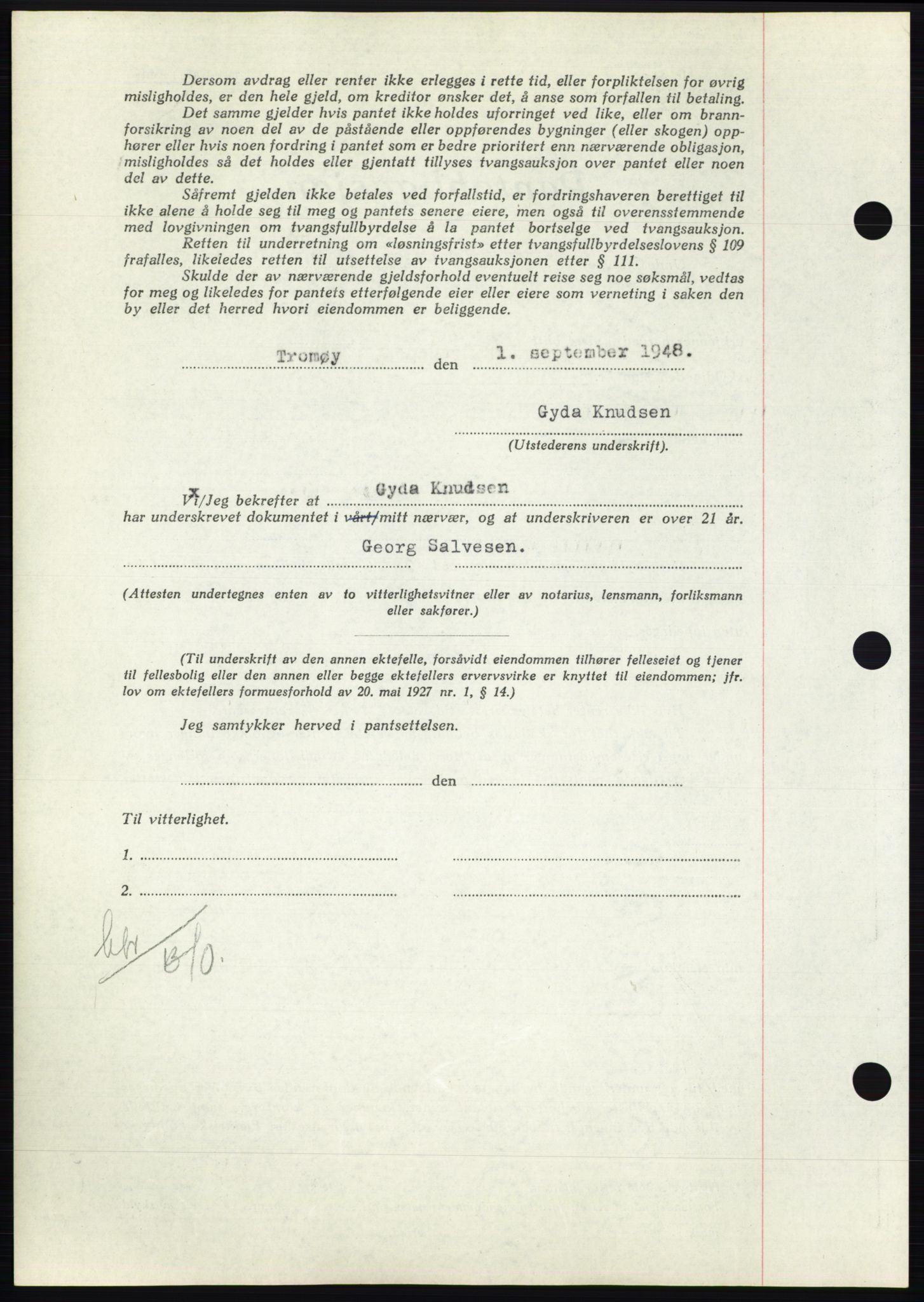 Nedenes sorenskriveri, AV/SAK-1221-0006/G/Gb/Gbb/L0005: Mortgage book no. B5, 1948-1948, Diary no: : 1223/1948