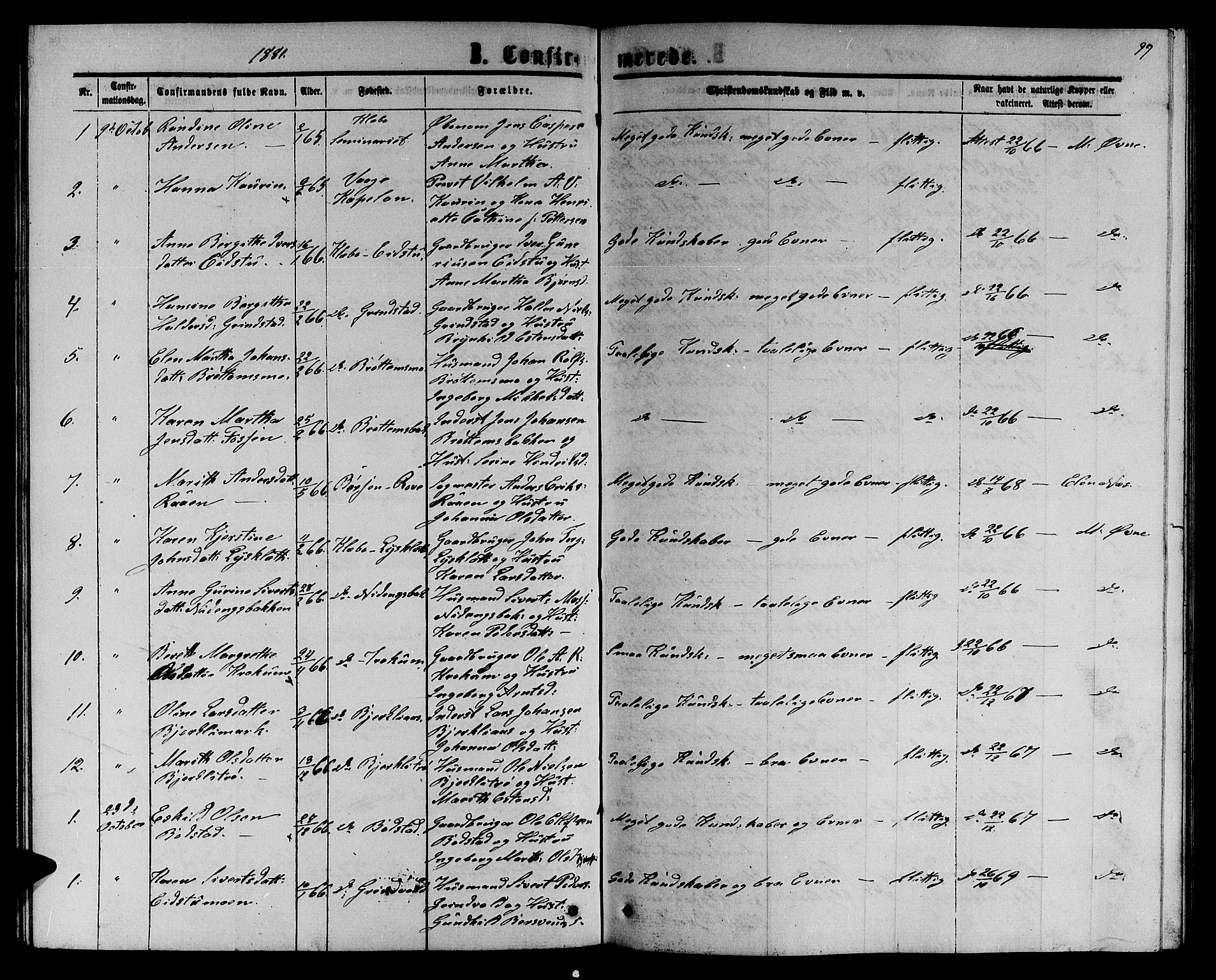 Ministerialprotokoller, klokkerbøker og fødselsregistre - Sør-Trøndelag, SAT/A-1456/618/L0451: Parish register (copy) no. 618C02, 1865-1883, p. 99