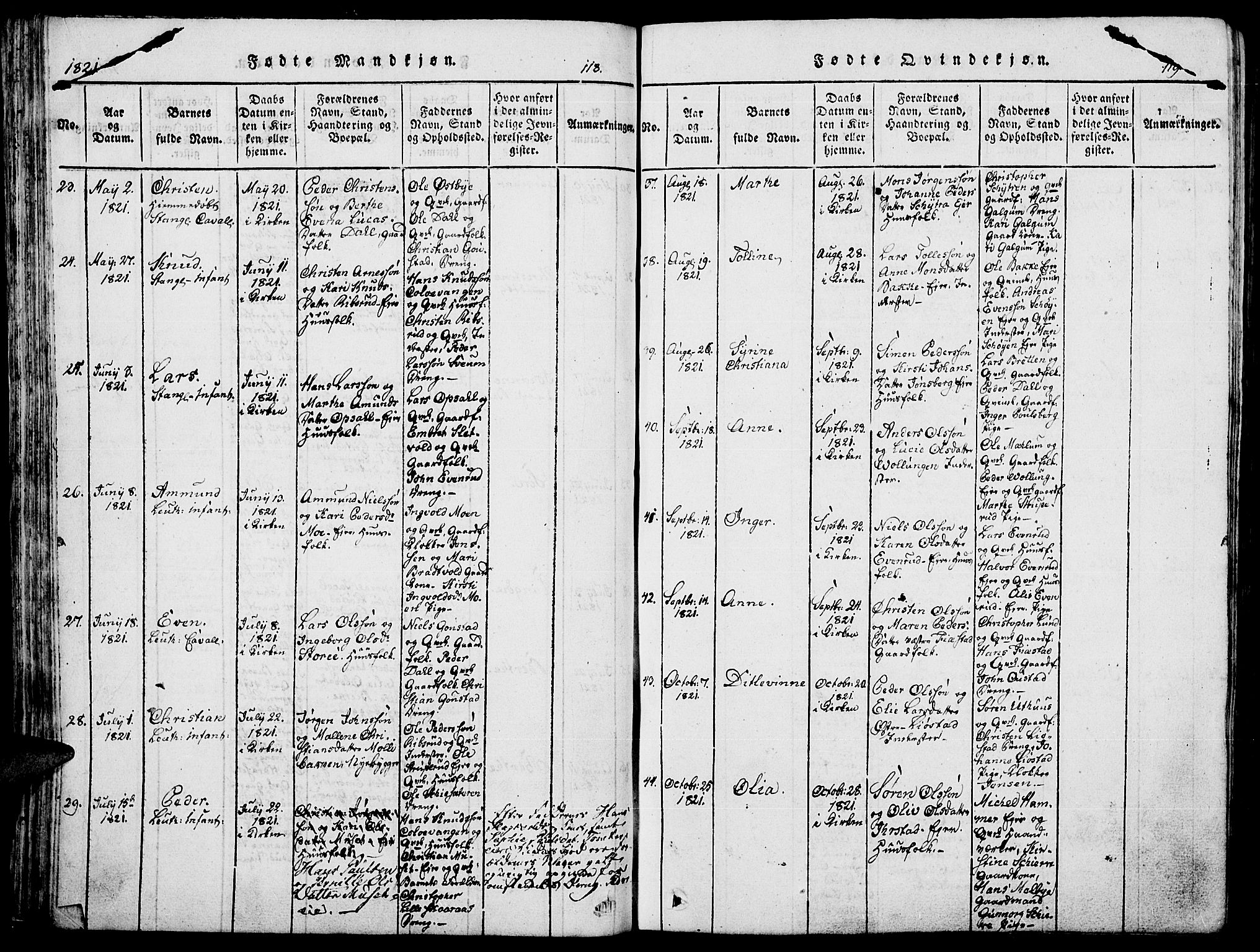 Romedal prestekontor, AV/SAH-PREST-004/K/L0002: Parish register (official) no. 2, 1814-1828, p. 118-119