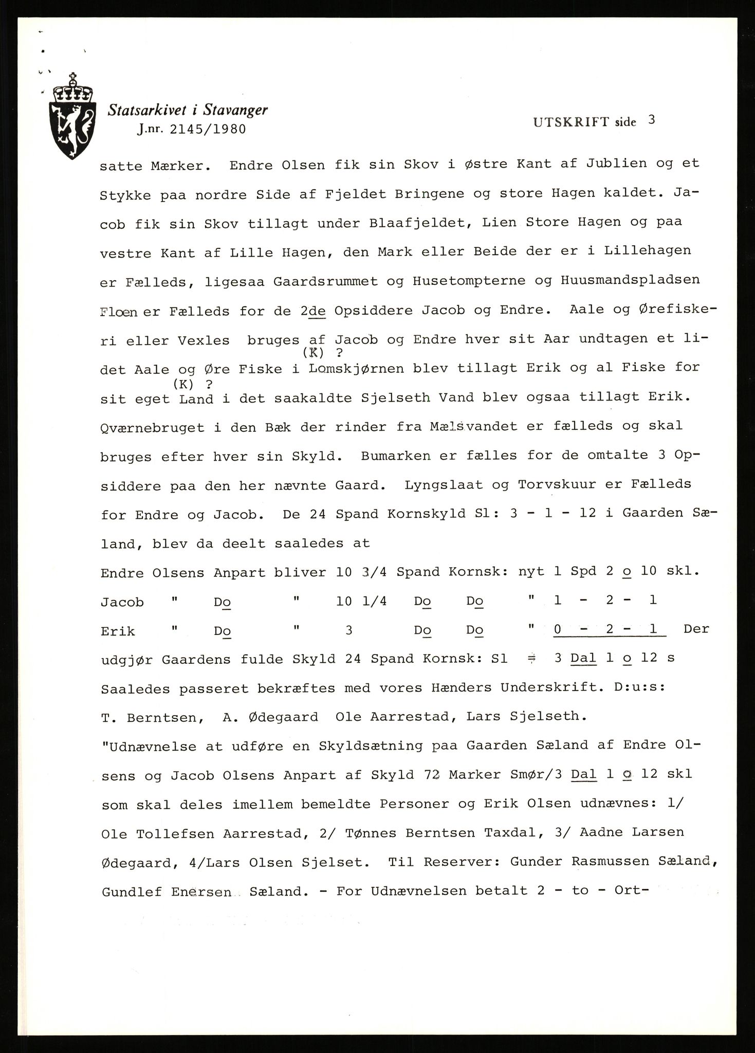 Statsarkivet i Stavanger, AV/SAST-A-101971/03/Y/Yj/L0083: Avskrifter sortert etter gårdsnavn: Svihus - Sævik, 1750-1930, p. 435