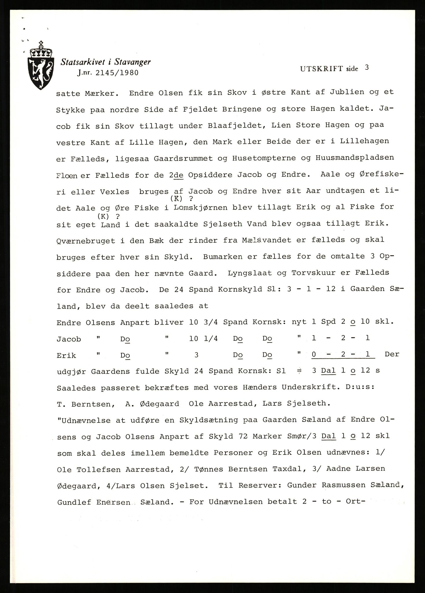 Statsarkivet i Stavanger, SAST/A-101971/03/Y/Yj/L0083: Avskrifter sortert etter gårdsnavn: Svihus - Sævik, 1750-1930, p. 435