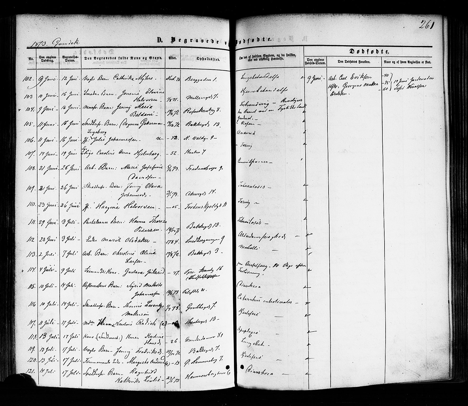 Trefoldighet prestekontor Kirkebøker, AV/SAO-A-10882/F/Fd/L0001: Parish register (official) no. IV 1, 1858-1877, p. 261