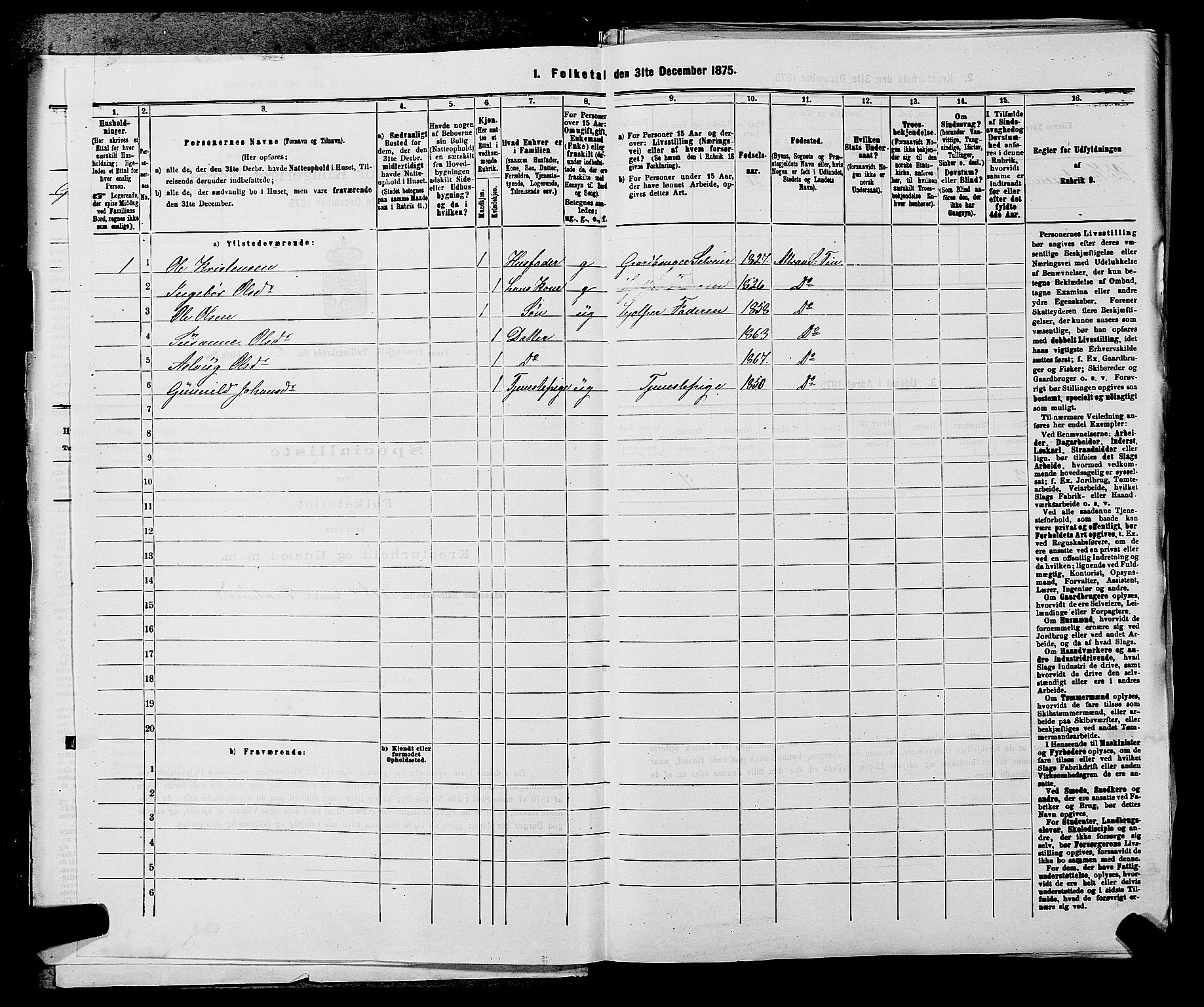 SAKO, 1875 census for 0826P Tinn, 1875, p. 172