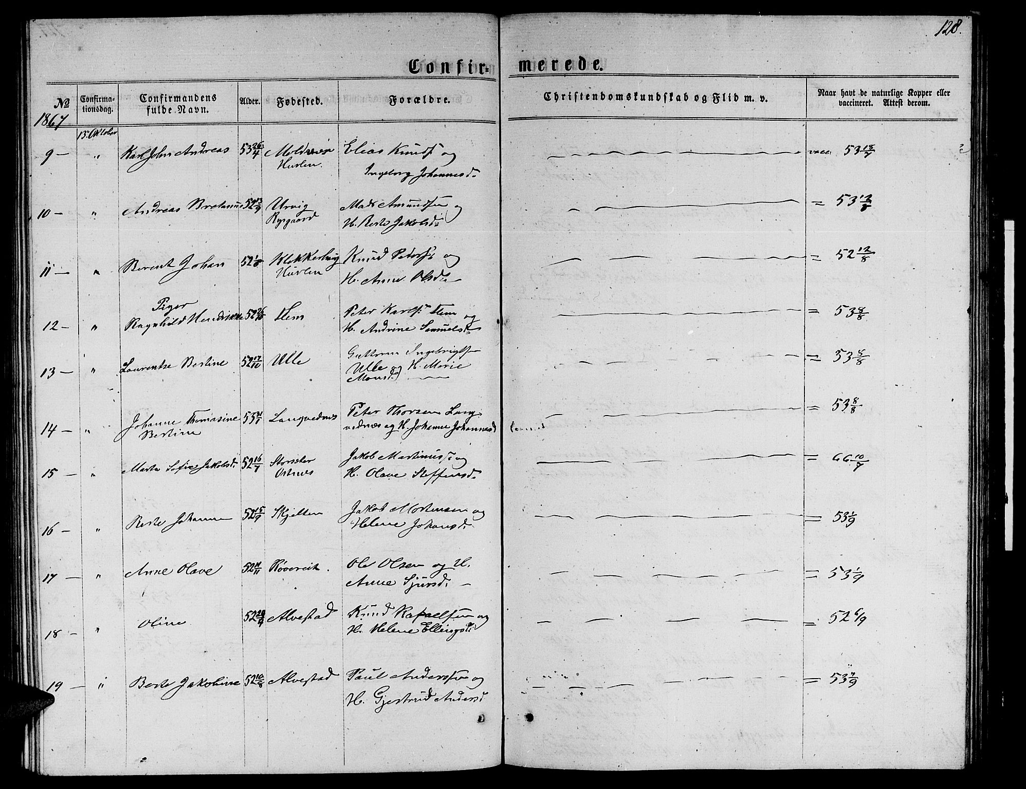 Ministerialprotokoller, klokkerbøker og fødselsregistre - Møre og Romsdal, SAT/A-1454/536/L0508: Parish register (copy) no. 536C03, 1860-1870, p. 128