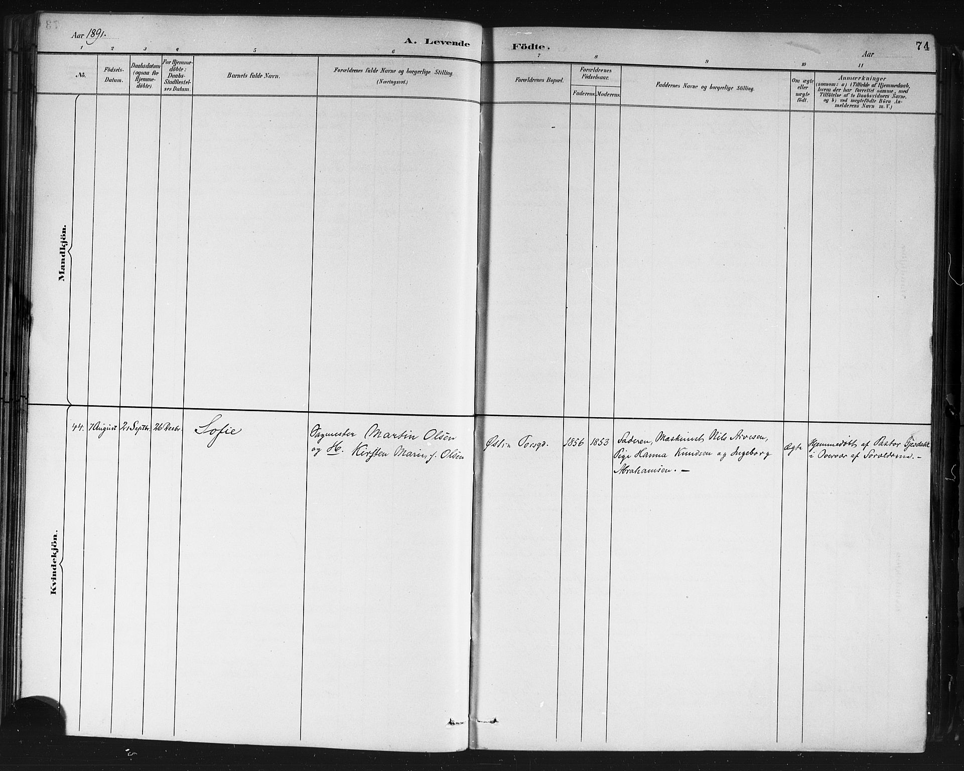 Porsgrunn kirkebøker , SAKO/A-104/G/Gb/L0005: Parish register (copy) no. II 5, 1883-1915, p. 74