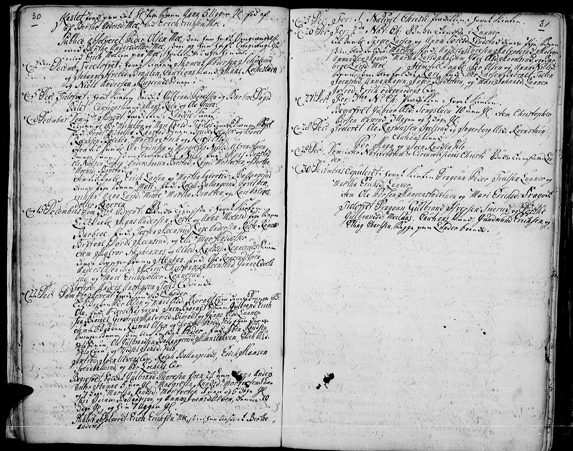Jevnaker prestekontor, SAH/PREST-116/H/Ha/Haa/L0003: Parish register (official) no. 3, 1752-1799, p. 30-31