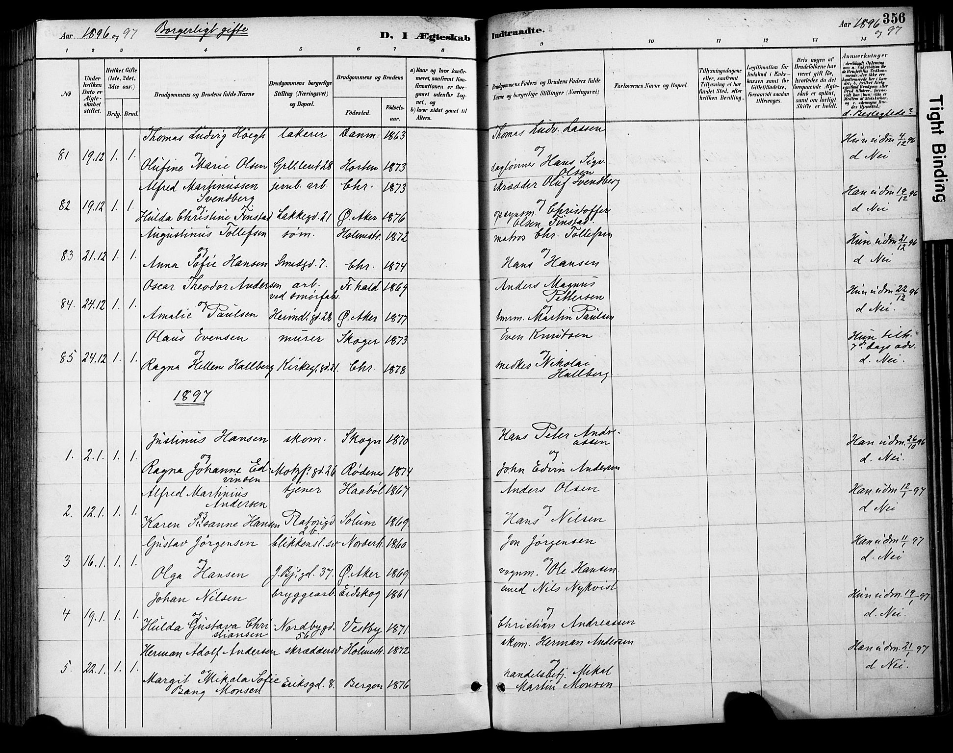 Grønland prestekontor Kirkebøker, SAO/A-10848/F/Fa/L0013: Parish register (official) no. 13, 1887-1906, p. 356