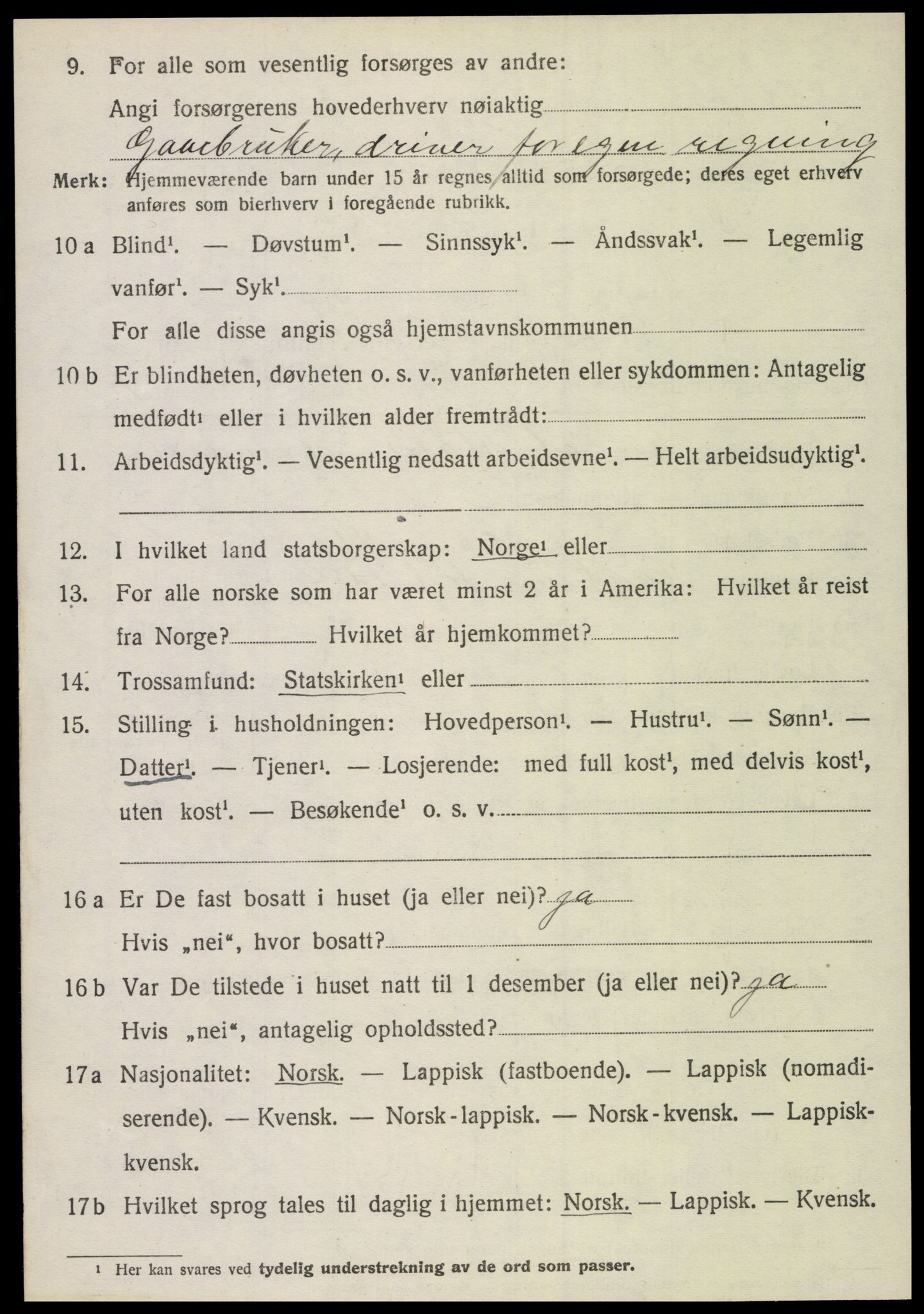 SAT, 1920 census for Sørfold, 1920, p. 1356