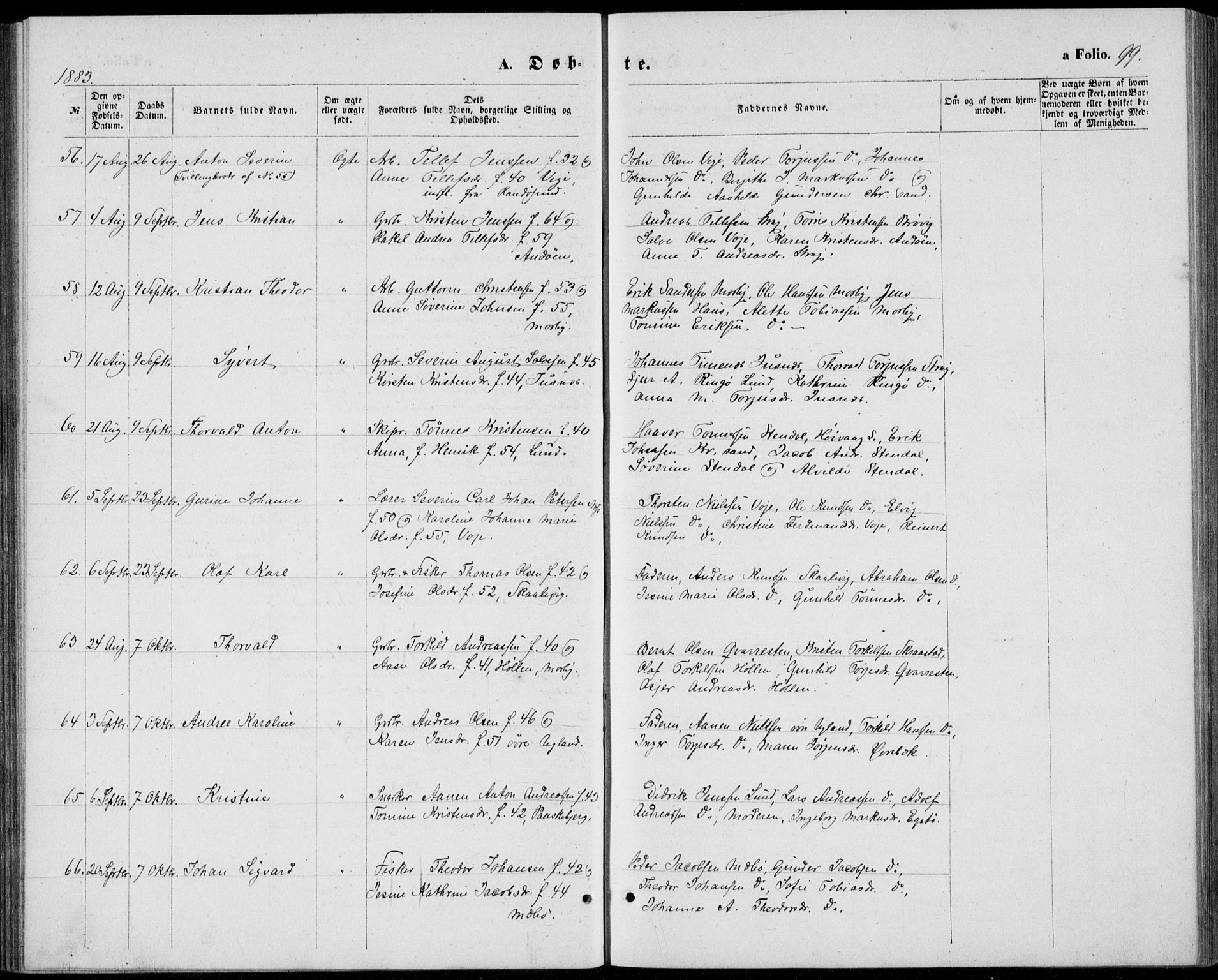 Oddernes sokneprestkontor, AV/SAK-1111-0033/F/Fb/Fba/L0007: Parish register (copy) no. B 7, 1869-1887, p. 99