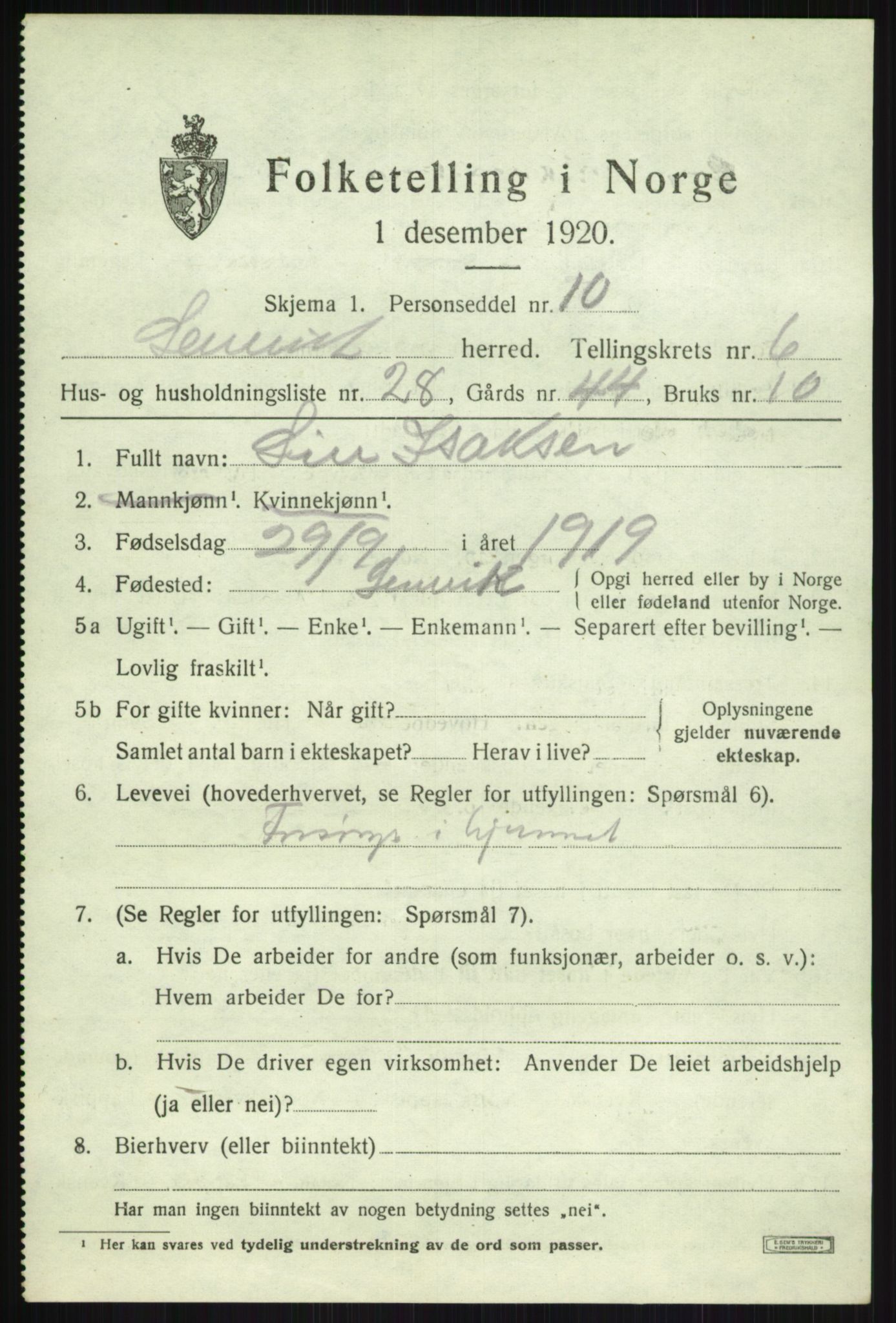 SATØ, 1920 census for Lenvik, 1920, p. 8220