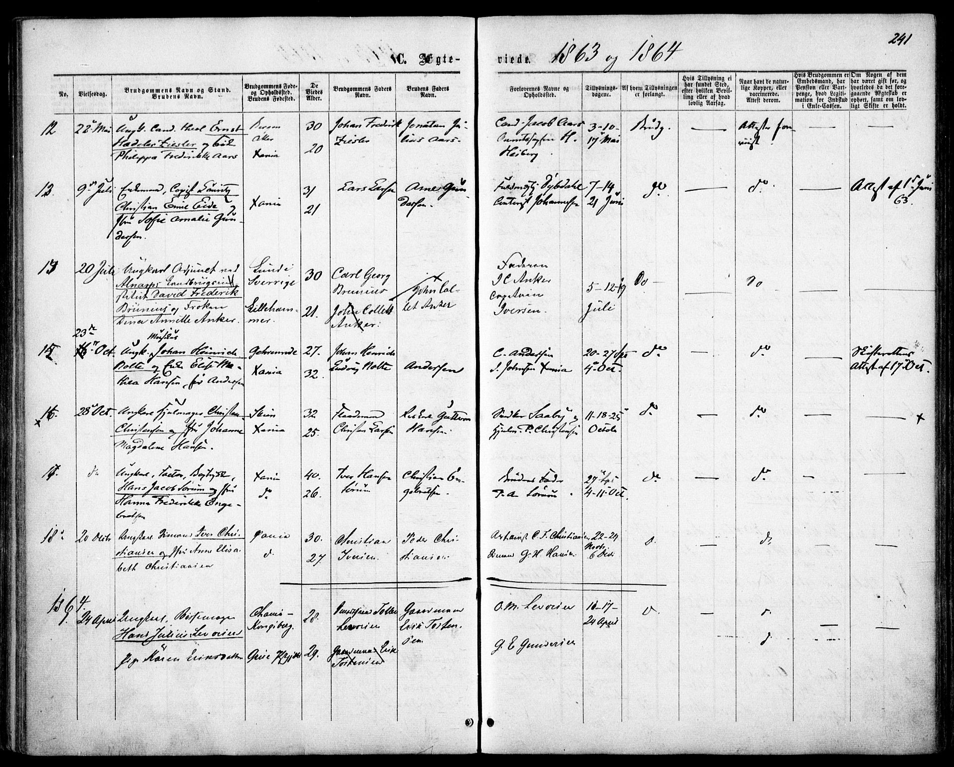 Garnisonsmenigheten Kirkebøker, SAO/A-10846/F/Fa/L0010: Parish register (official) no. 10, 1859-1869, p. 241