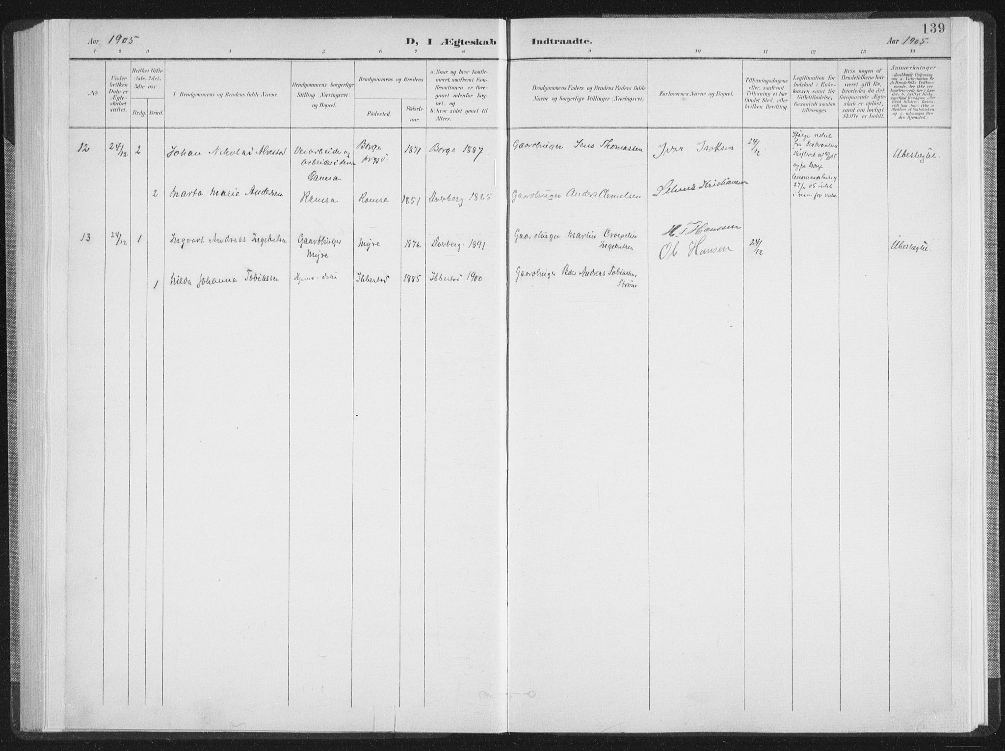 Ministerialprotokoller, klokkerbøker og fødselsregistre - Nordland, AV/SAT-A-1459/897/L1400: Parish register (official) no. 897A07, 1897-1908, p. 139