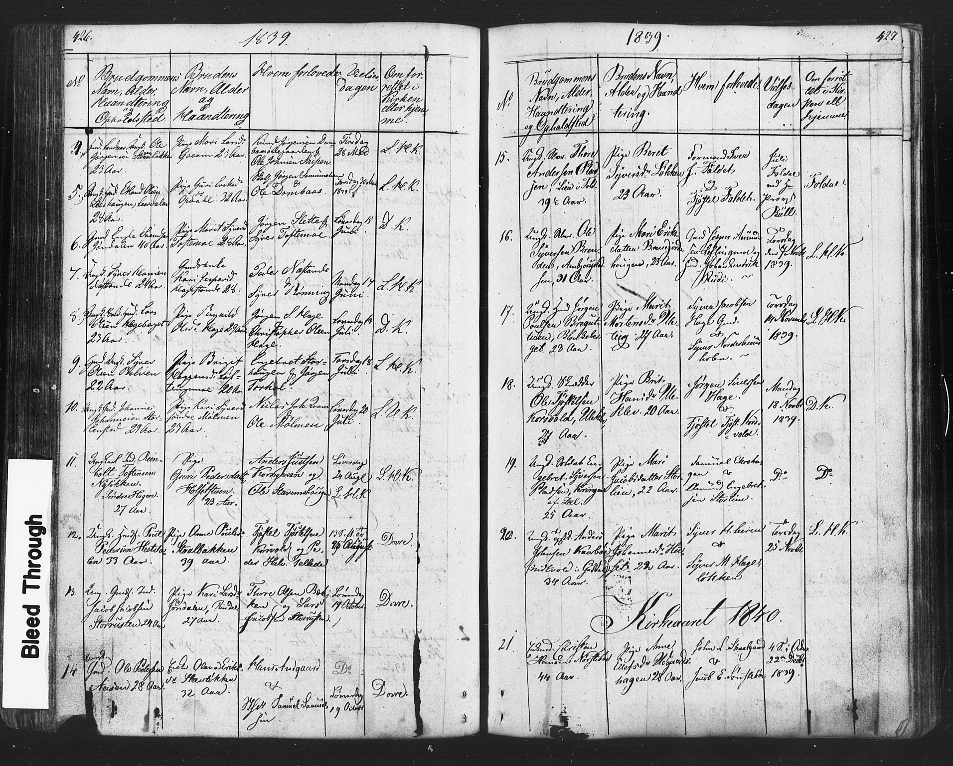 Lesja prestekontor, AV/SAH-PREST-068/H/Ha/Hab/L0002: Parish register (copy) no. 2, 1832-1850, p. 426-427