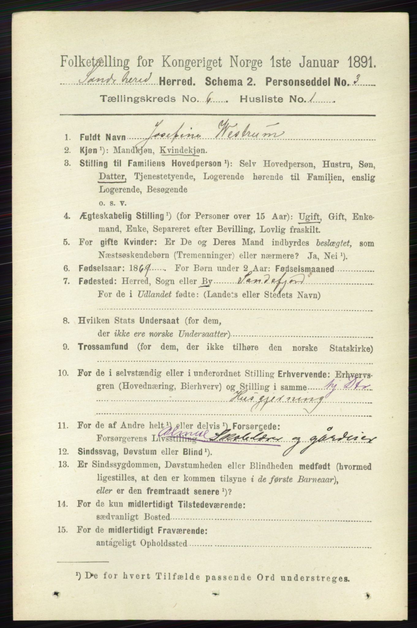 RA, 1891 census for 0724 Sandeherred, 1891, p. 3514